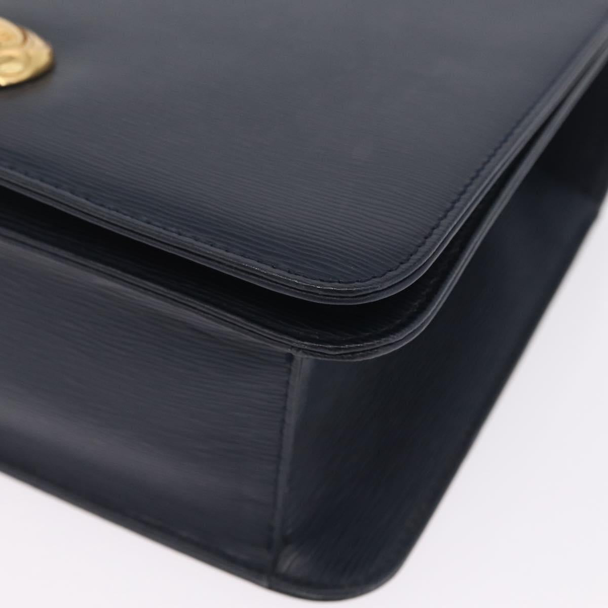 Chloe Chain Shoulder Bag Leather Navy Gold Auth BA16368