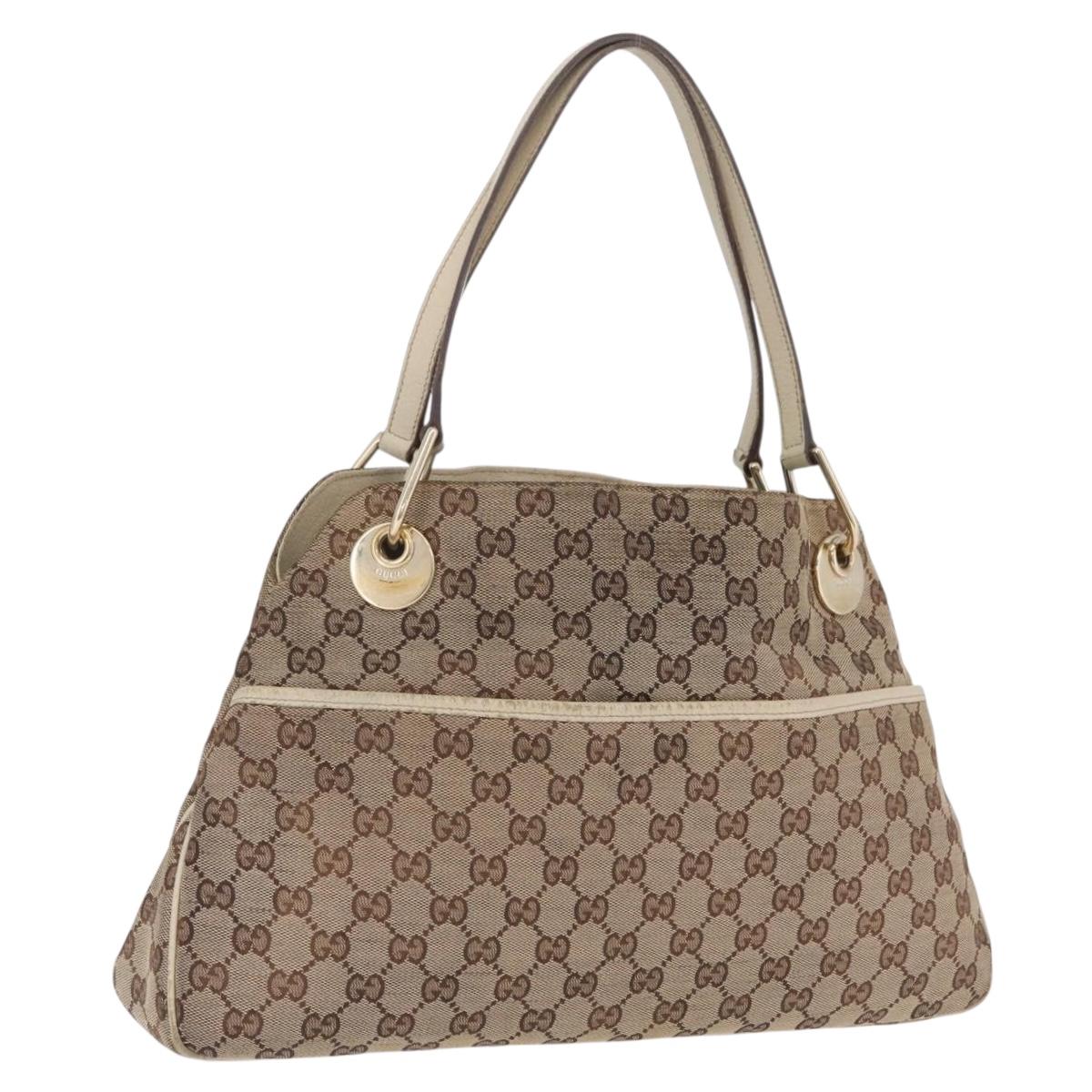 GUCCI GG Canvas Tote Bag Beige Gold 121023 Auth BA16377