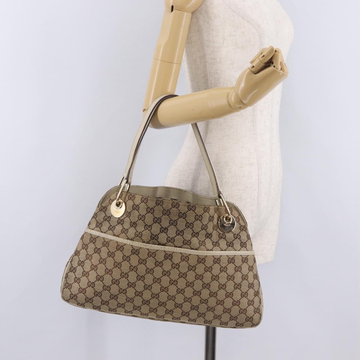 GUCCI GG Canvas Tote Bag Beige Gold 121023 Auth BA16377