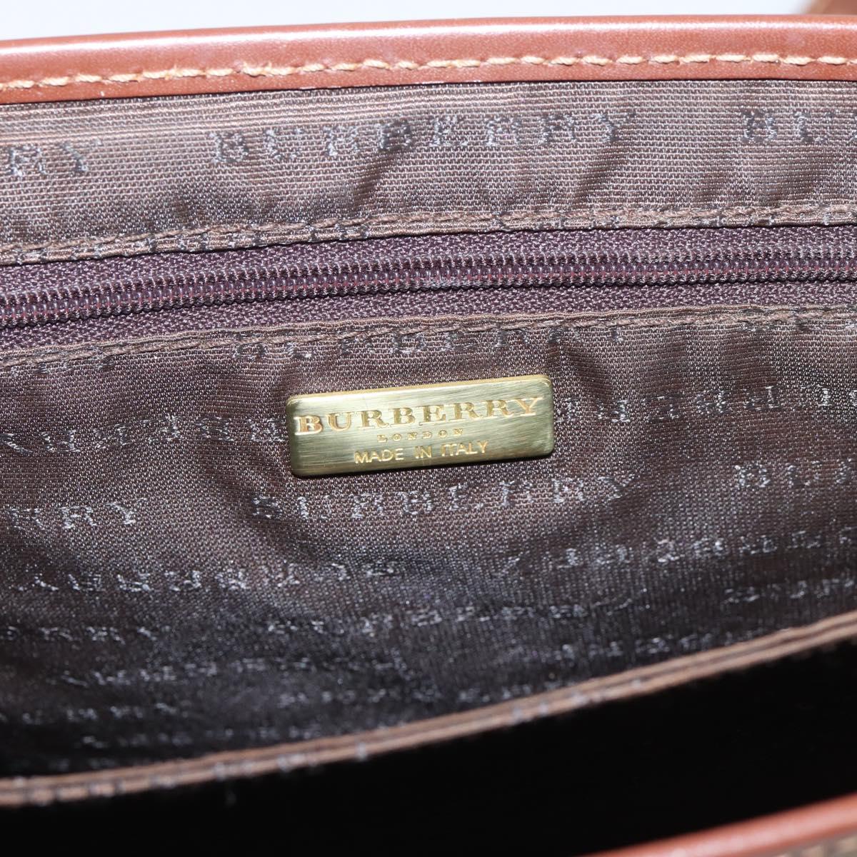 BURBERRY Nova Check Shoulder Bag PVC Beige Gold Auth BA16379