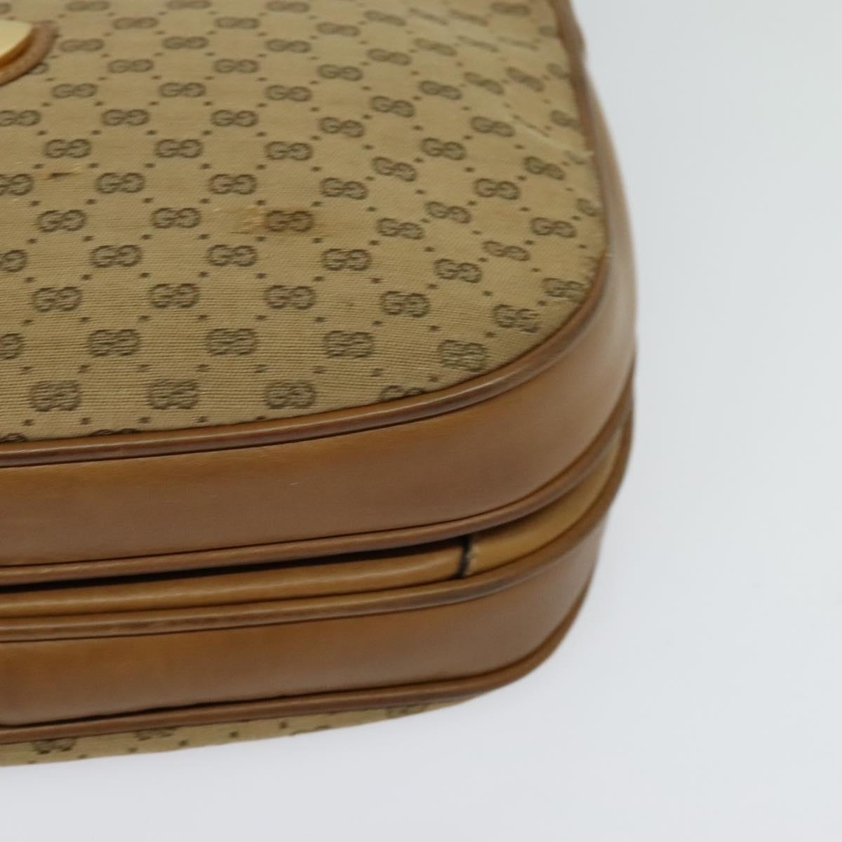 GUCCI Micro GG Canvas Shoulder Bag Beige Gold Auth BA1638