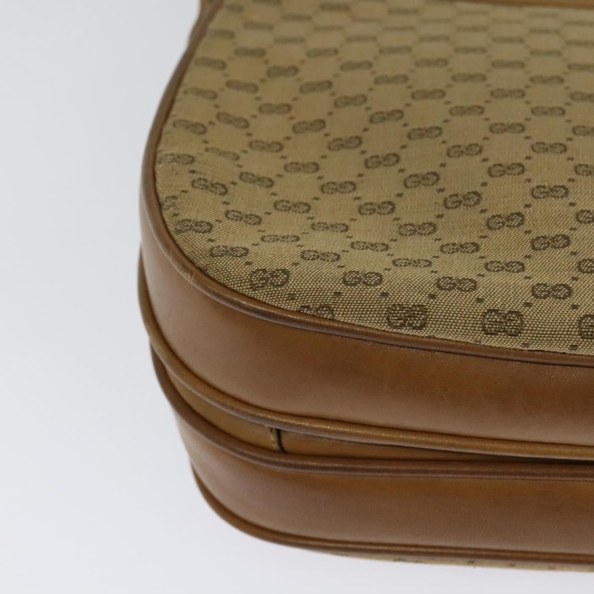 GUCCI Micro GG Canvas Shoulder Bag Beige Gold Auth BA1638