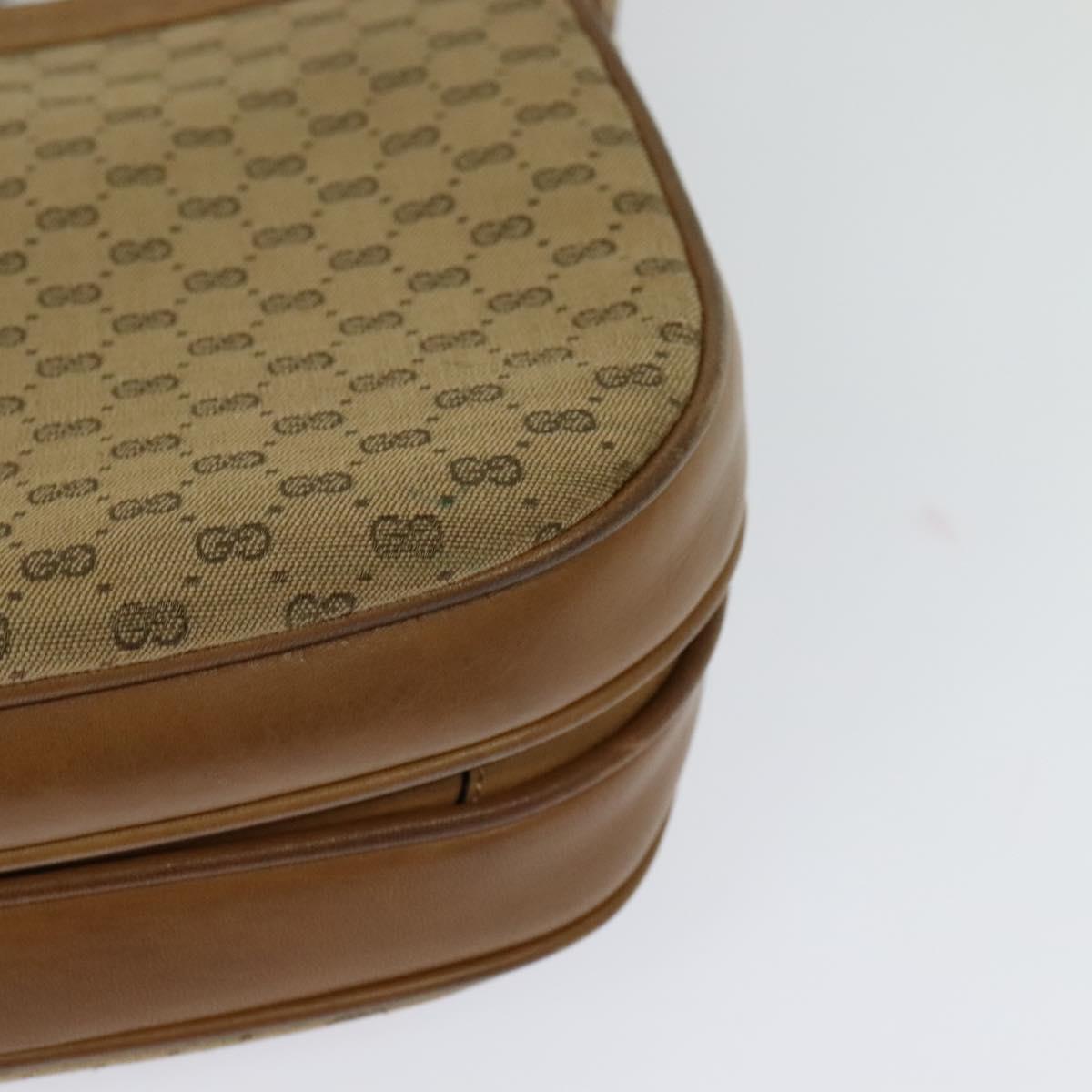 GUCCI Micro GG Canvas Shoulder Bag Beige Gold Auth BA1638
