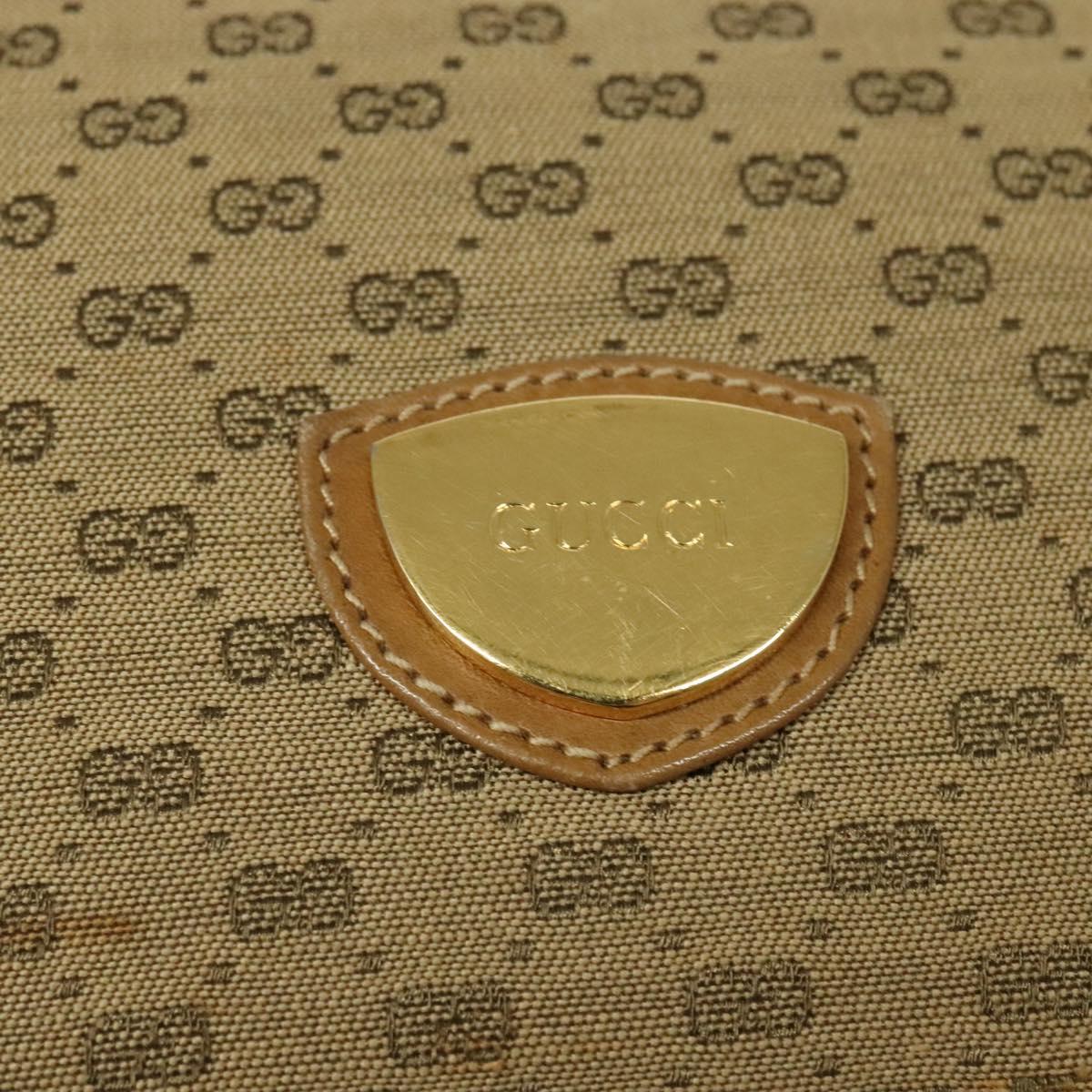 GUCCI Micro GG Canvas Shoulder Bag Beige Gold Auth BA1638