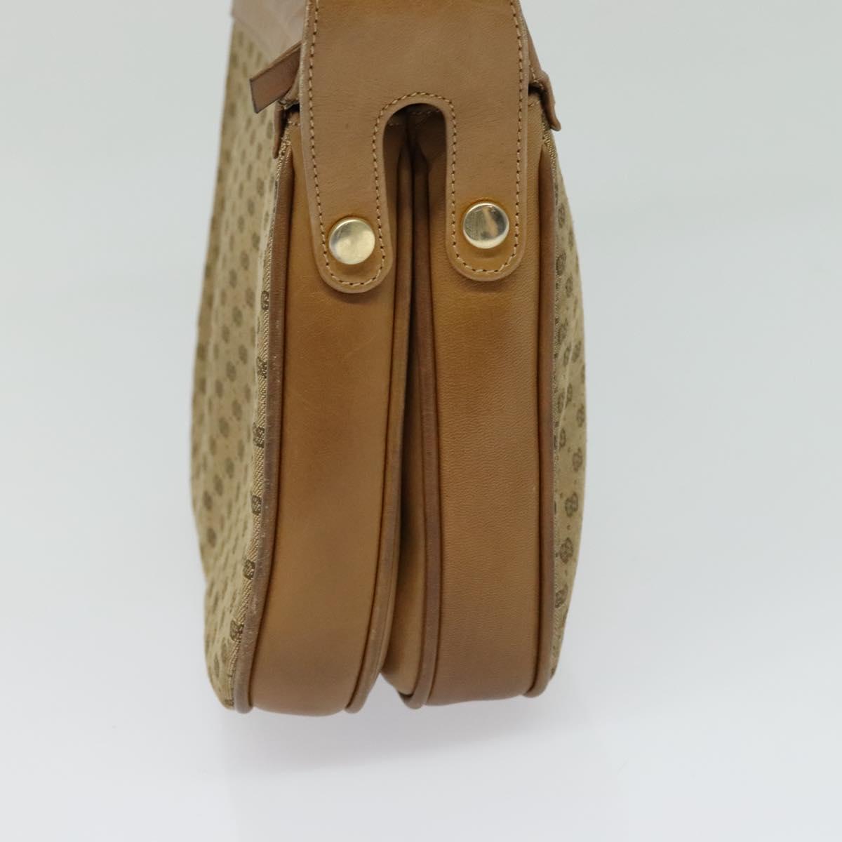 GUCCI Micro GG Canvas Shoulder Bag Beige Gold Auth BA1638