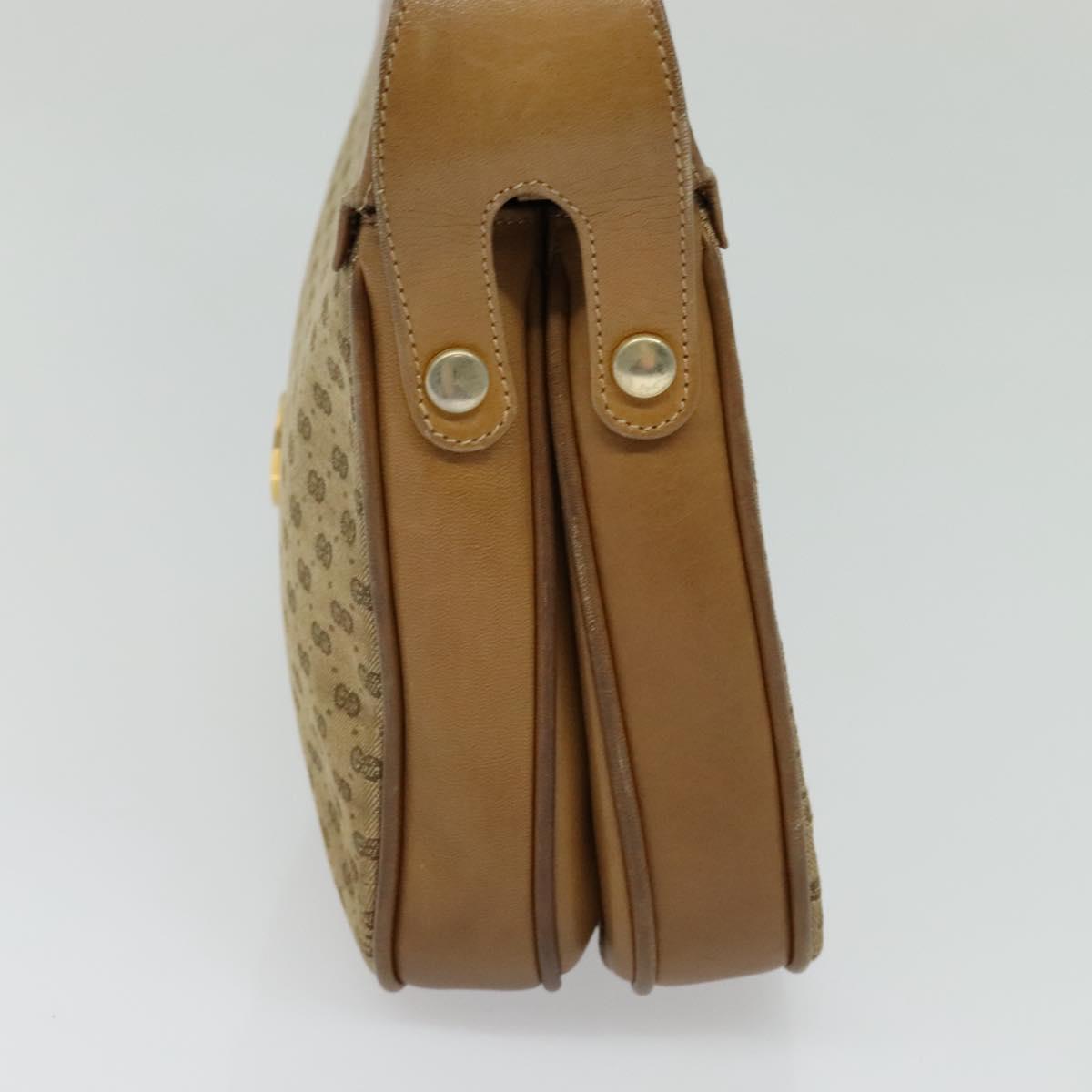GUCCI Micro GG Canvas Shoulder Bag Beige Gold Auth BA1638