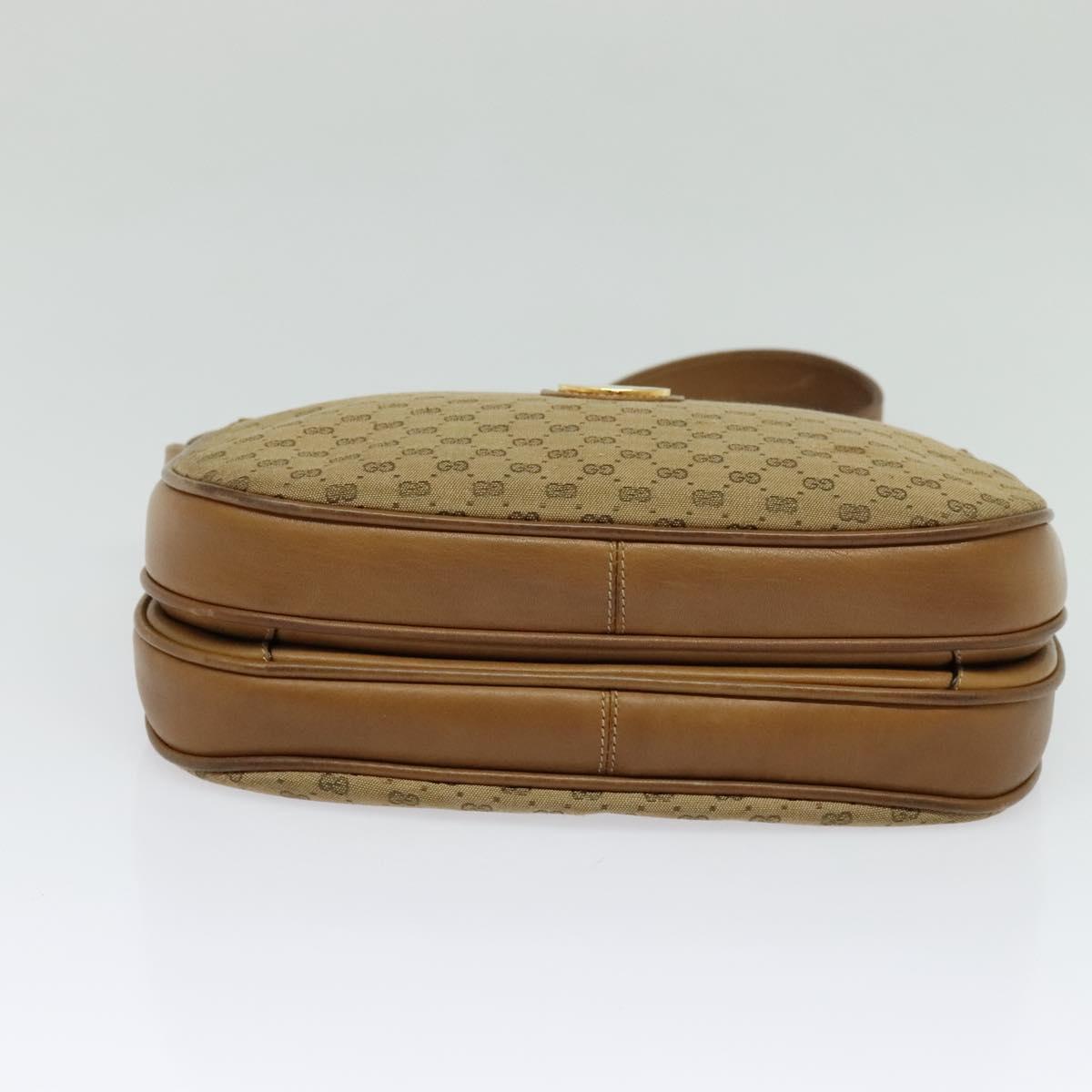 GUCCI Micro GG Canvas Shoulder Bag Beige Gold Auth BA1638