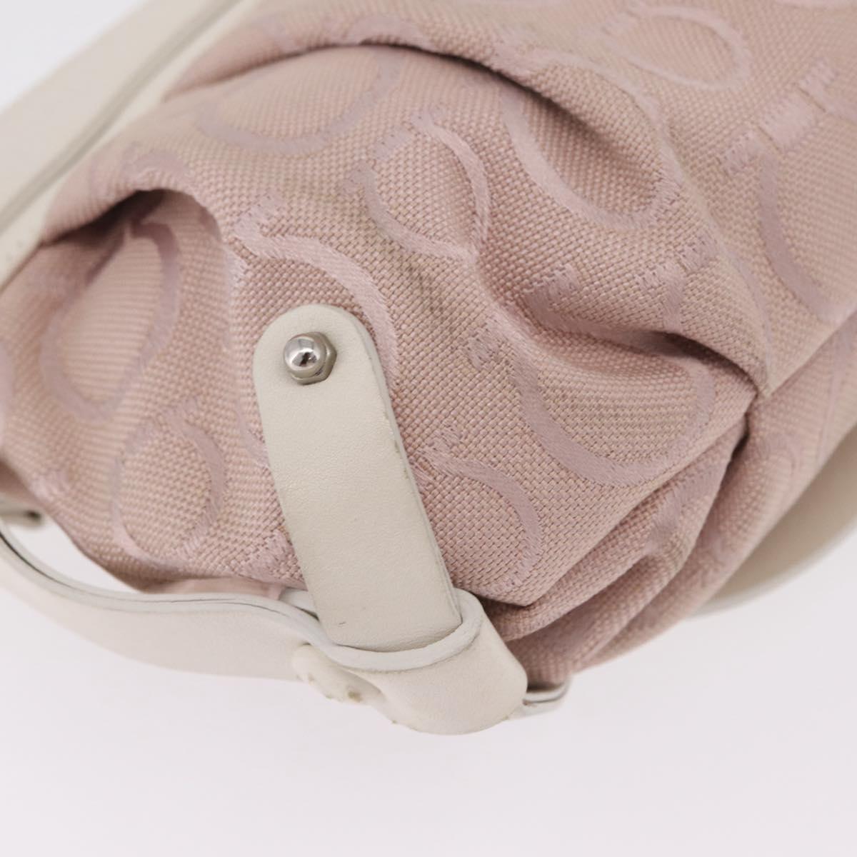Salvatore Ferragamo Gancini Shoulder Bag Canvas Purple Silver Auth BA16384