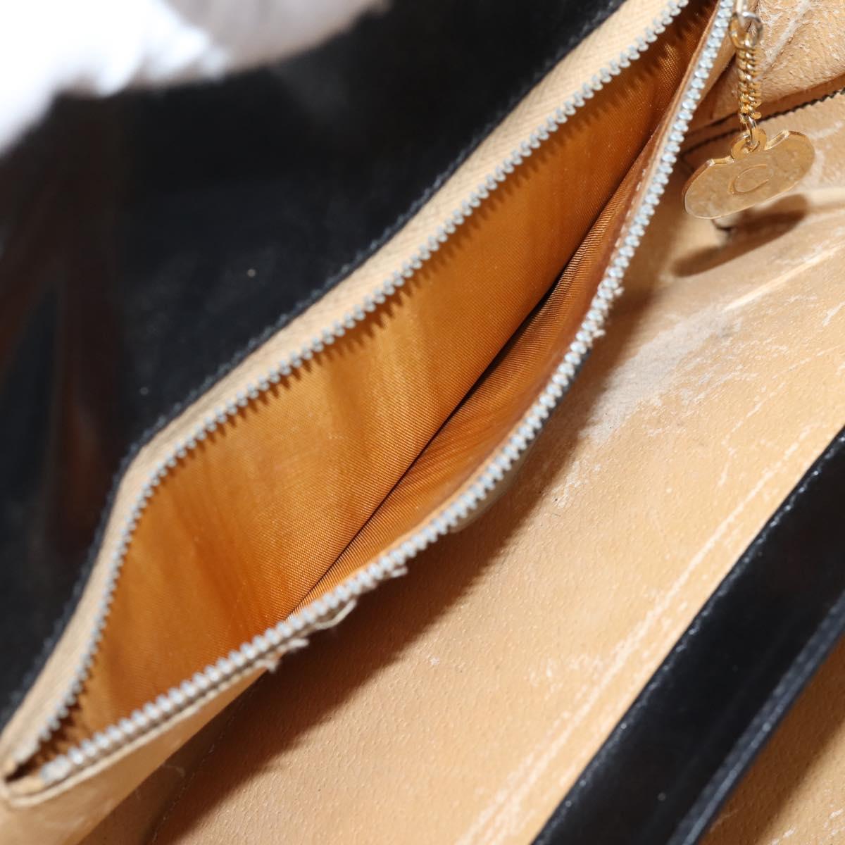 CELINE Hand Bag Leather Black Gold Auth BA16398