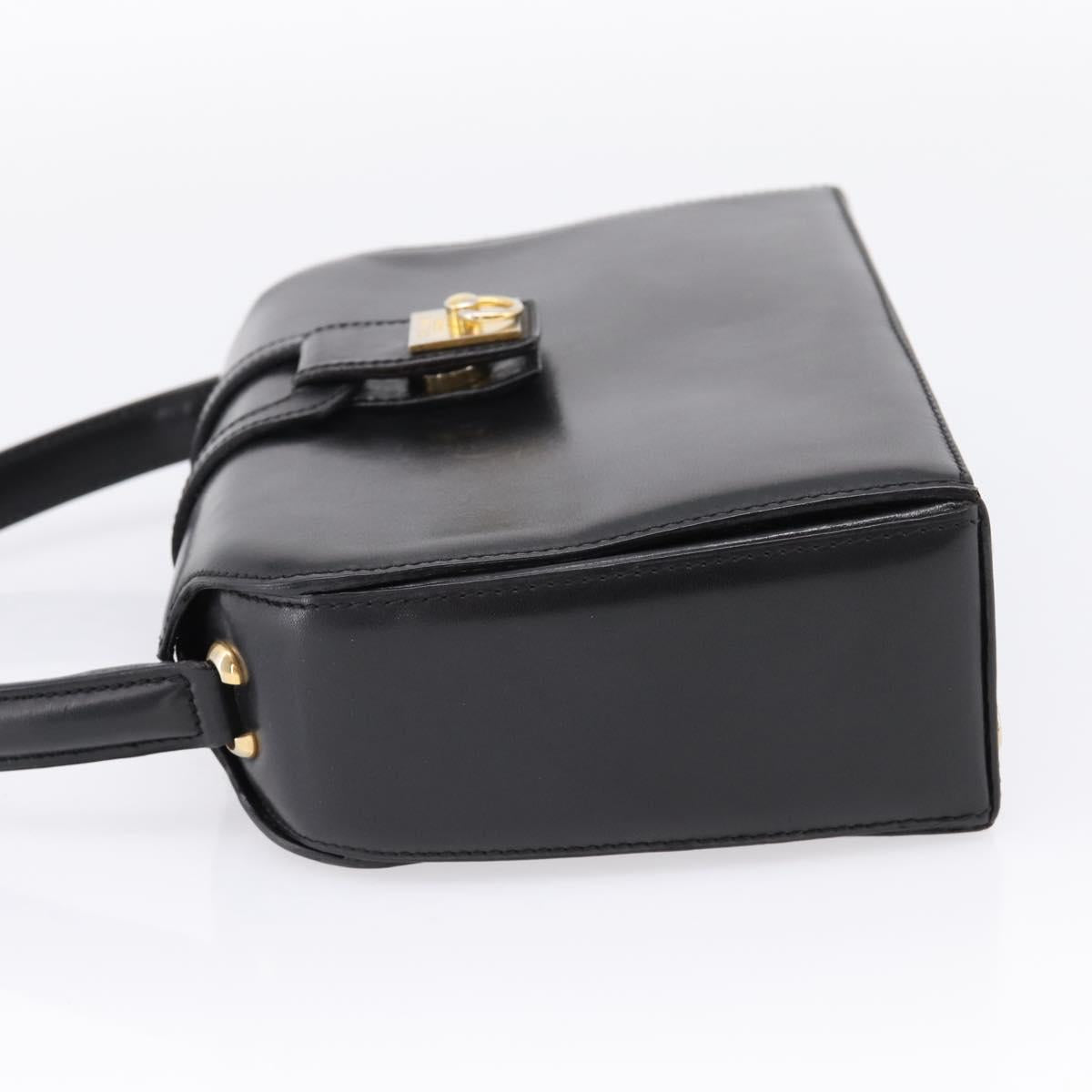 CELINE Hand Bag Leather Black Gold Auth BA16398