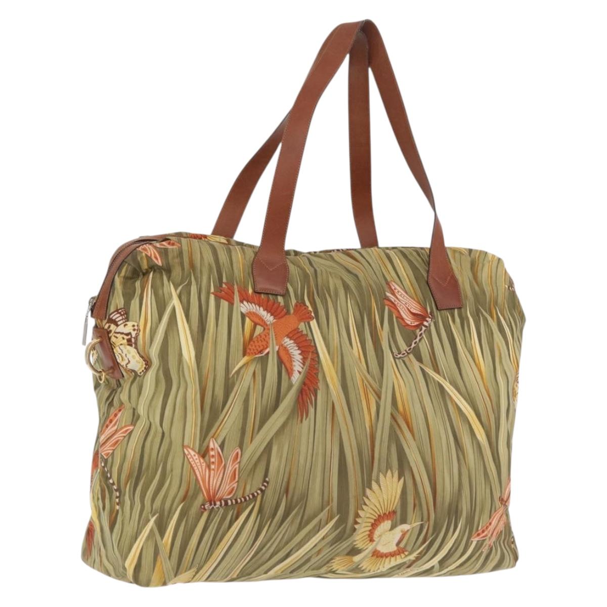 Salvatore Ferragamo Boston Bag Nylon Green Gold Auth BA16400