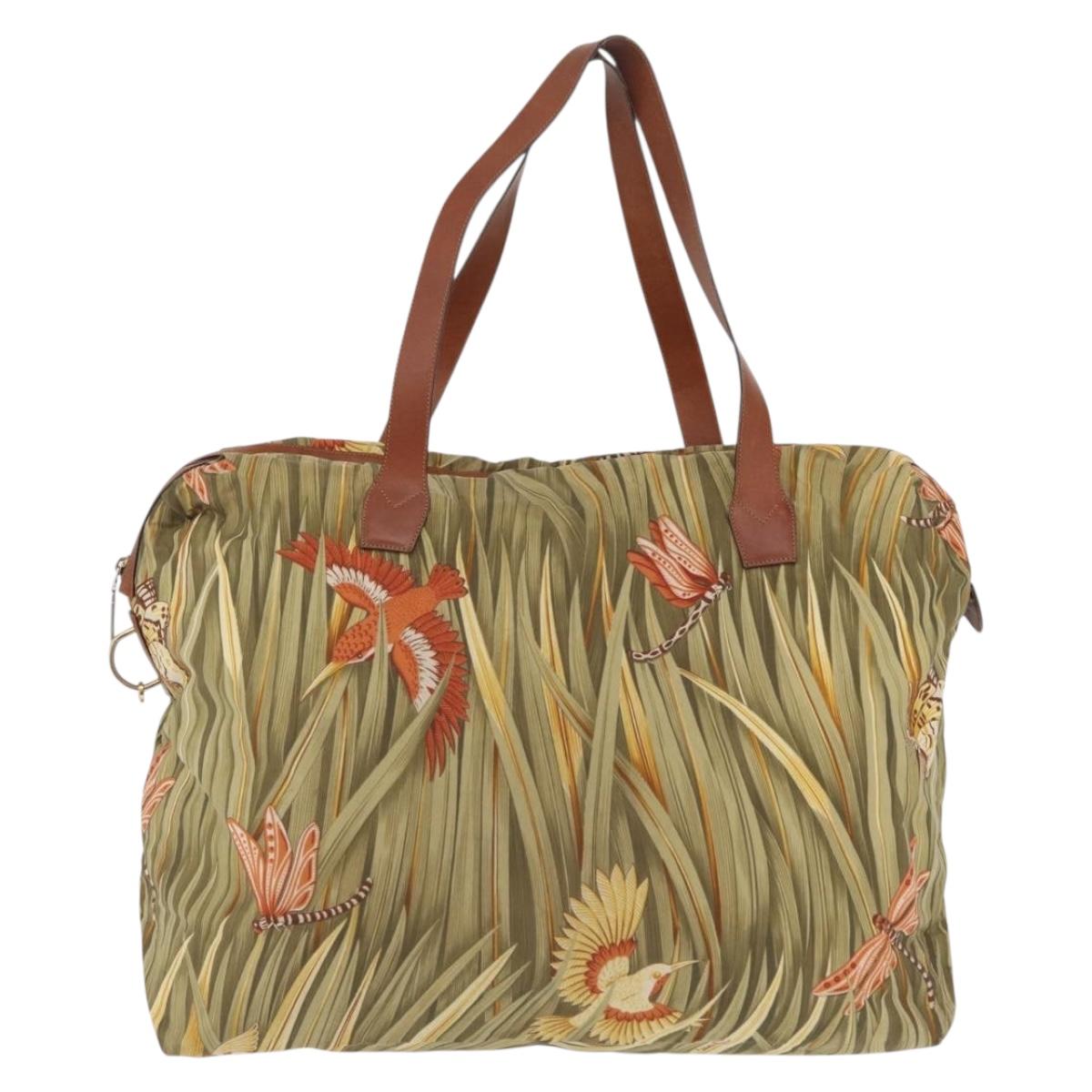 Salvatore Ferragamo Boston Bag Nylon Green Gold Auth BA16400