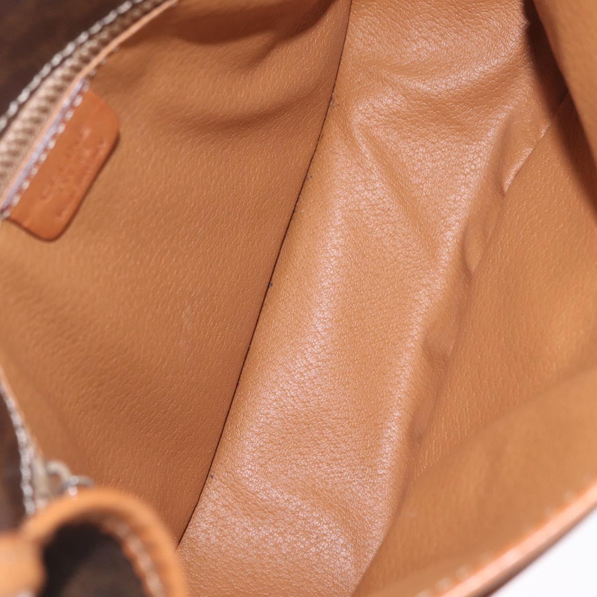 CELINE Macadam Canvas Shoulder Bag PVC Leather Brown Gold Auth BA16403