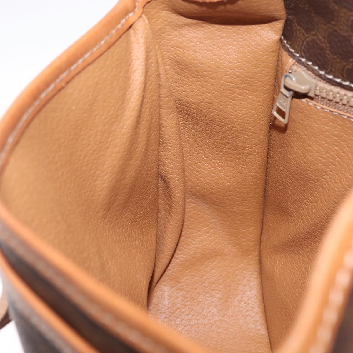 CELINE Macadam Canvas Shoulder Bag PVC Leather Brown Gold Auth BA16403