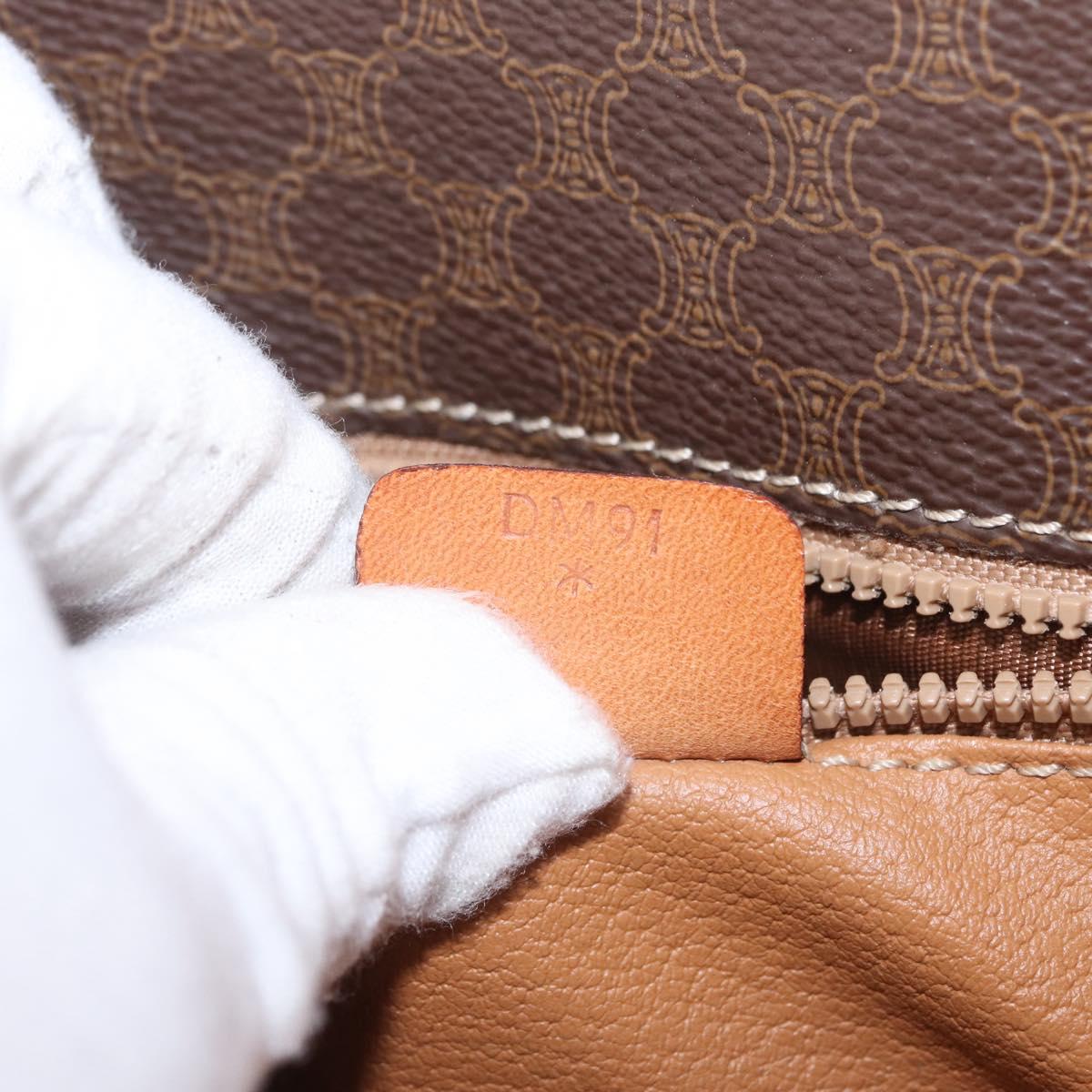 CELINE Macadam Canvas Shoulder Bag PVC Leather Brown Gold Auth BA16403