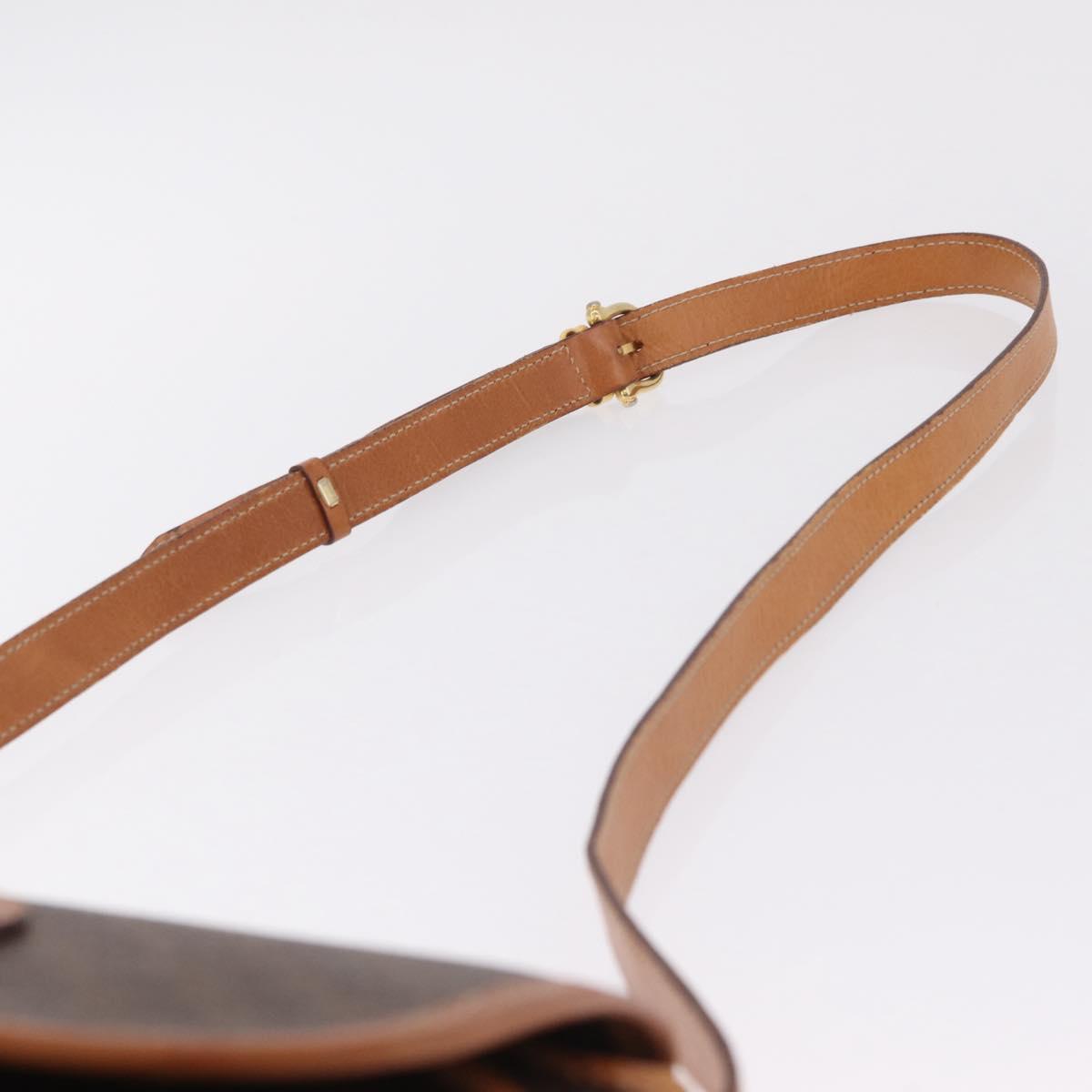 CELINE Macadam Canvas Shoulder Bag PVC Leather Brown Gold Auth BA16403