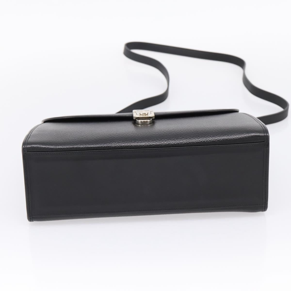 Burberrys Hand Bag Leather 2way Black Silver Auth BA16406A