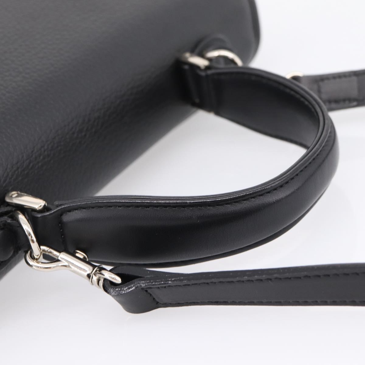 Burberrys Hand Bag Leather 2way Black Silver Auth BA16406A