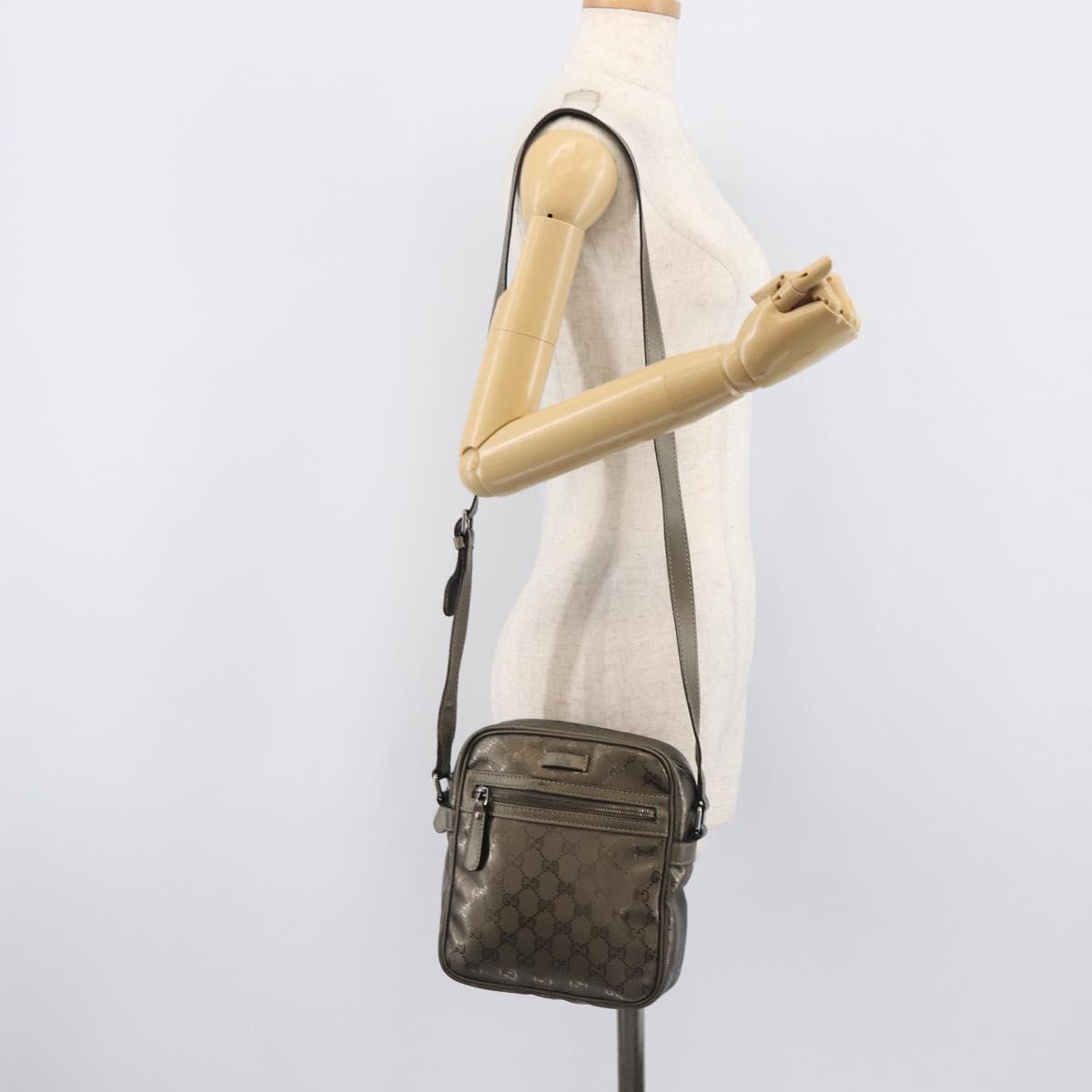 GUCCI GG implementation Shoulder Bag PVC Champagne Gold 233268 Auth BA16408