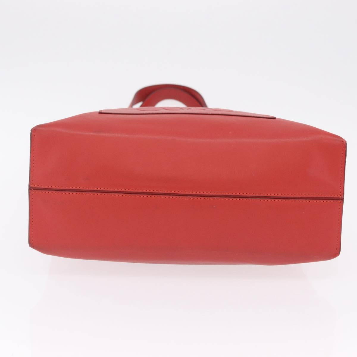 LOEWE Tote Bag Leather Red Silver Auth BA16409A