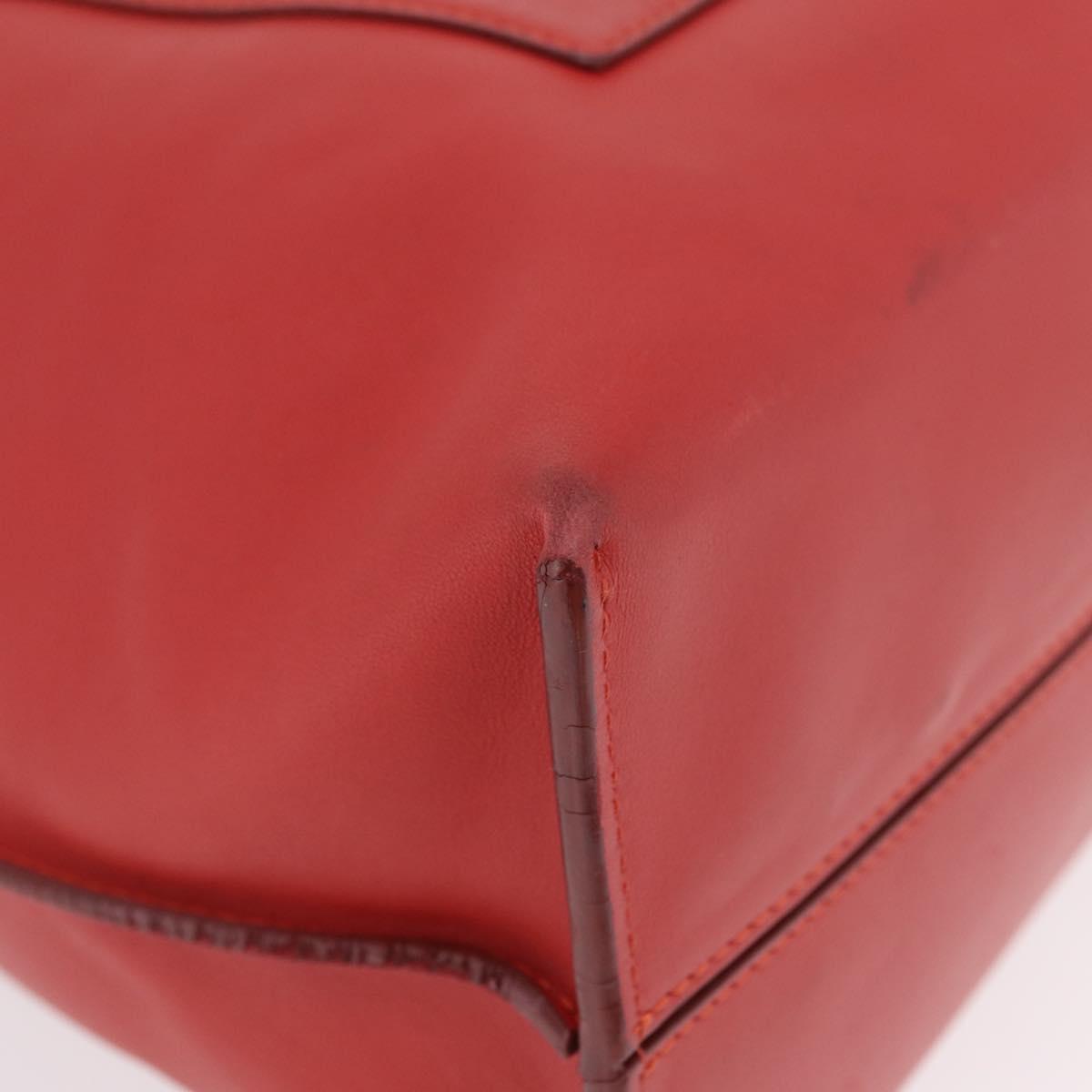 LOEWE Tote Bag Leather Red Silver Auth BA16409A