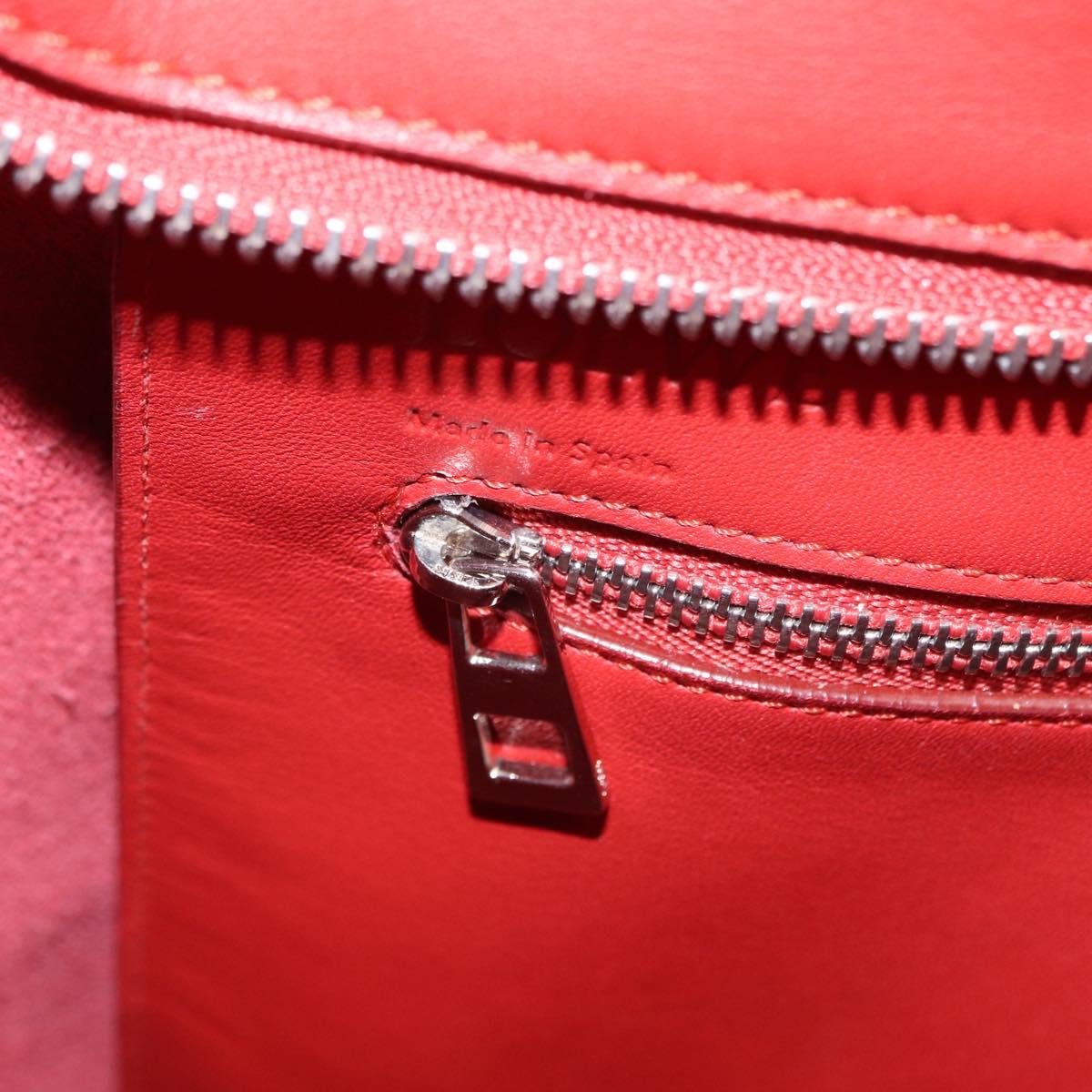 LOEWE Tote Bag Leather Red Silver Auth BA16409A