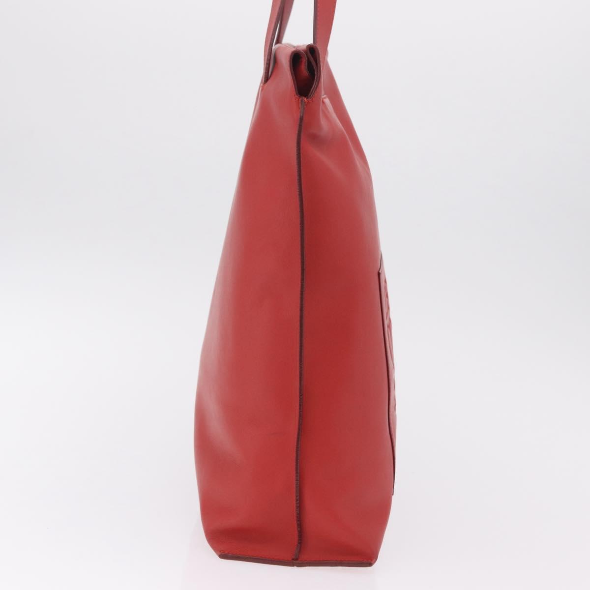 LOEWE Tote Bag Leather Red Silver Auth BA16409A