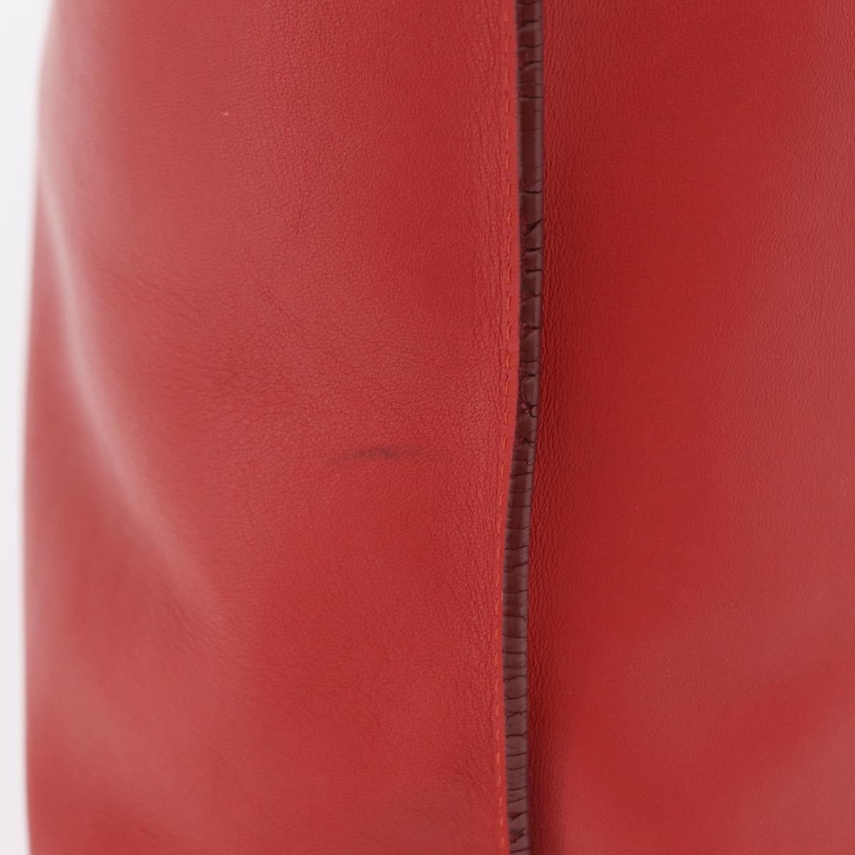 LOEWE Tote Bag Leather Red Silver Auth BA16409A