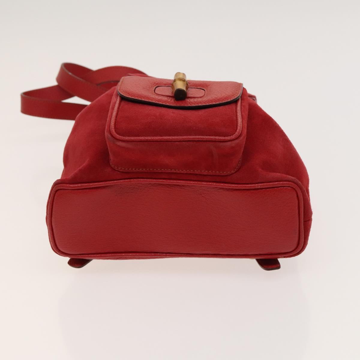 GUCCI Bamboo Backpack Suede Outlet Red 003 8030 3444 Auth BA1641