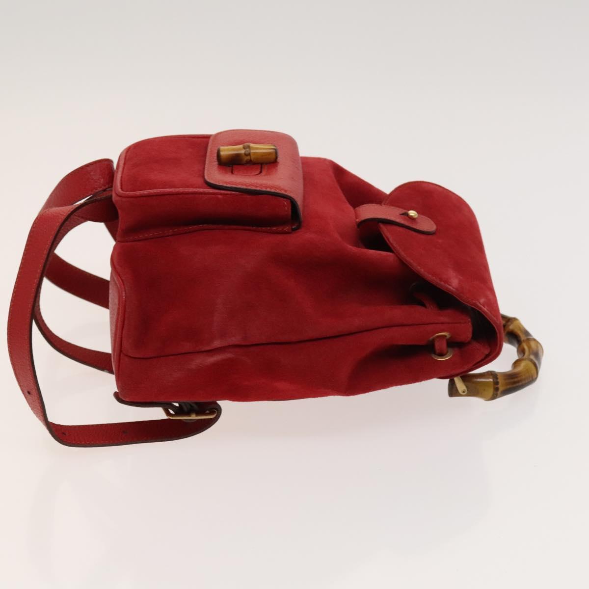 GUCCI Bamboo Backpack Suede Outlet Red 003 8030 3444 Auth BA1641