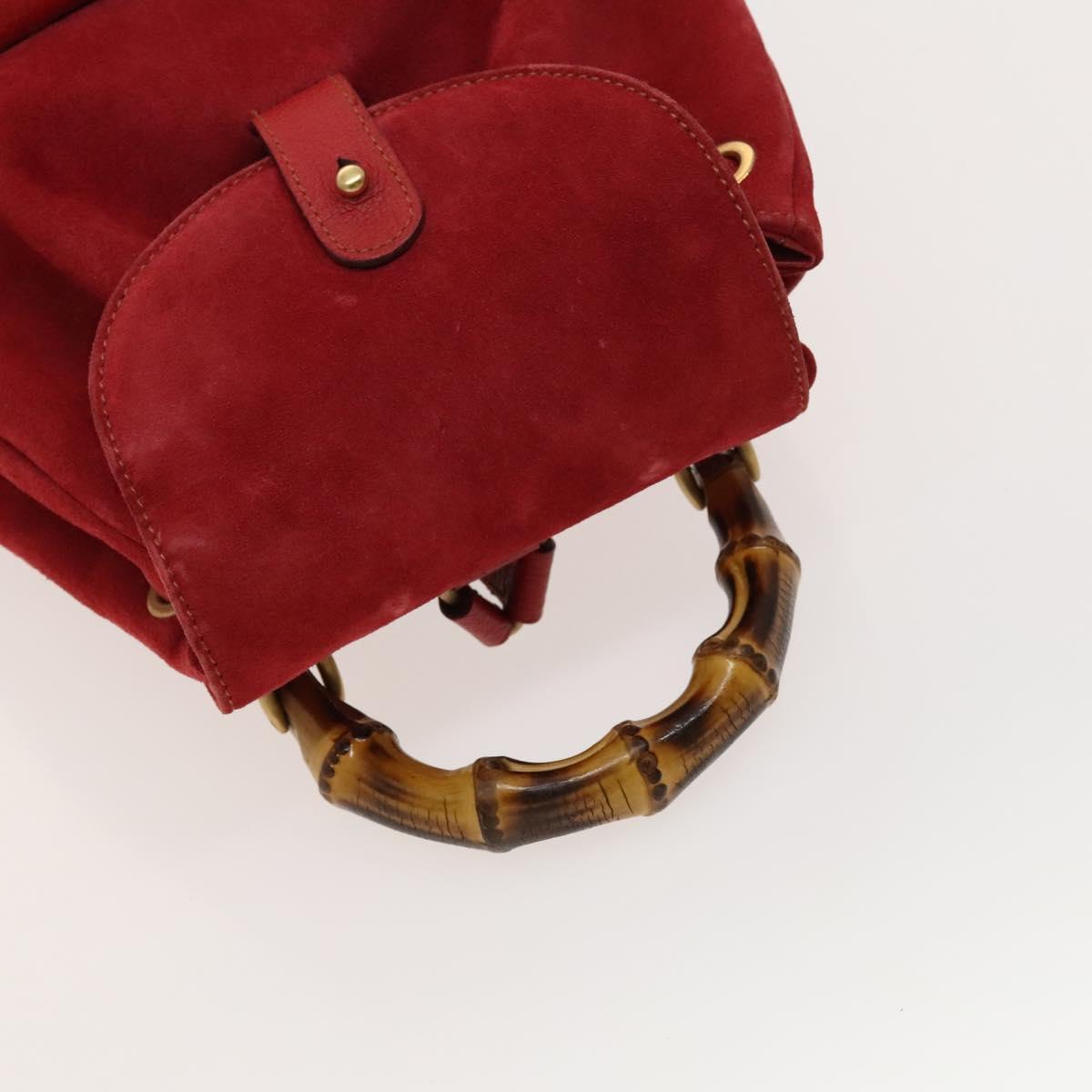 GUCCI Bamboo Backpack Suede Outlet Red 003 8030 3444 Auth BA1641