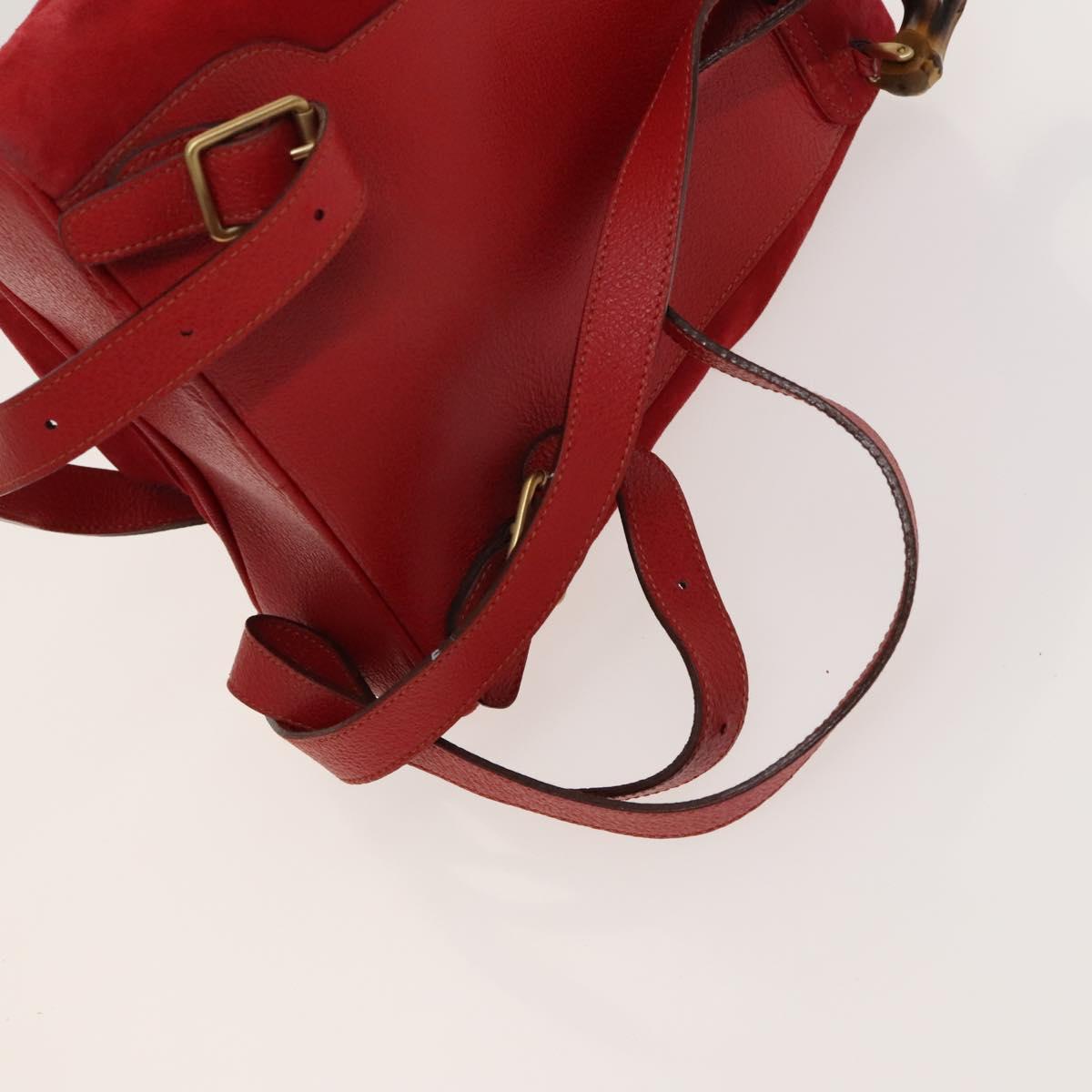 GUCCI Bamboo Backpack Suede Outlet Red 003 8030 3444 Auth BA1641