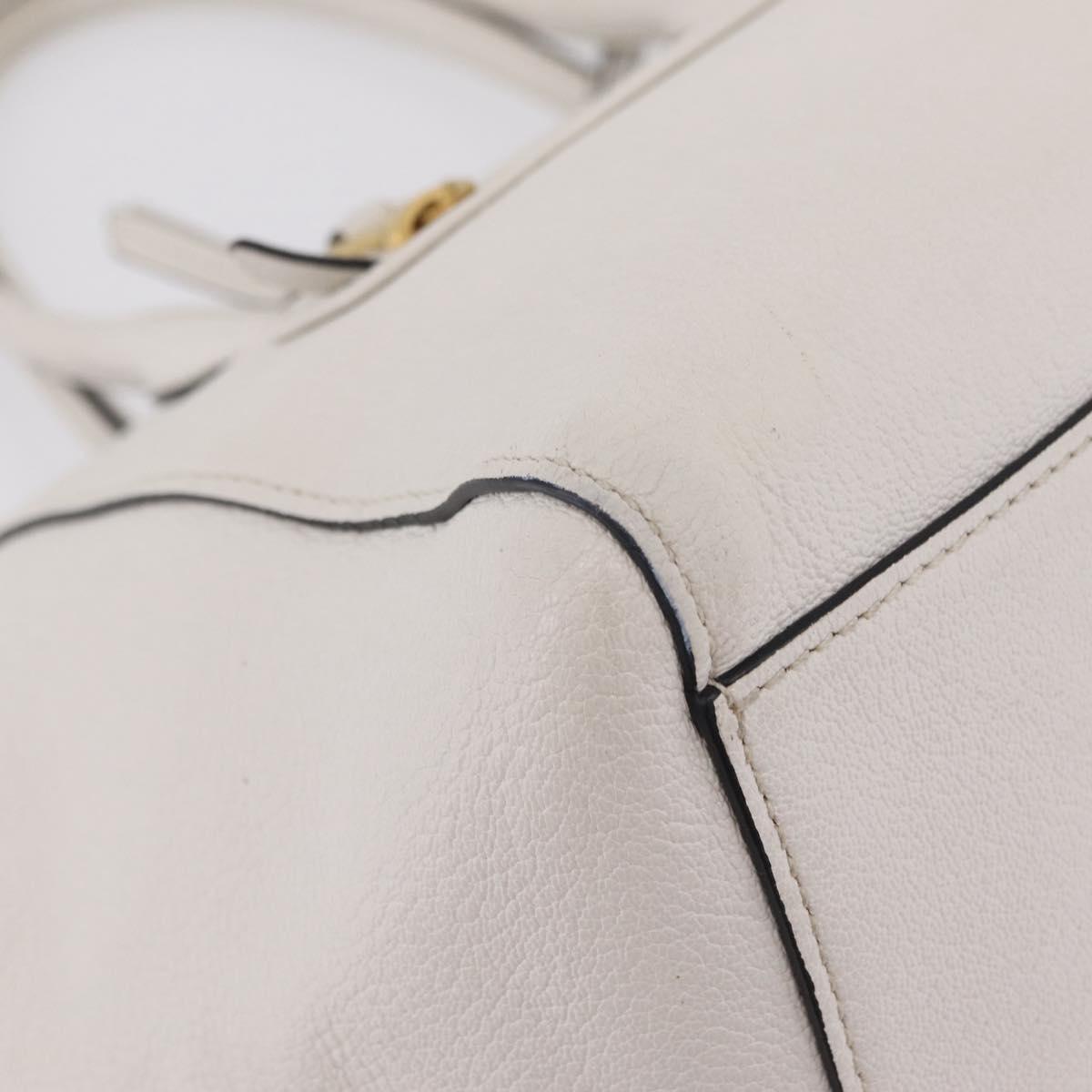 Miu Miu Tote Bag Leather 2way White Gold Auth BA16413A