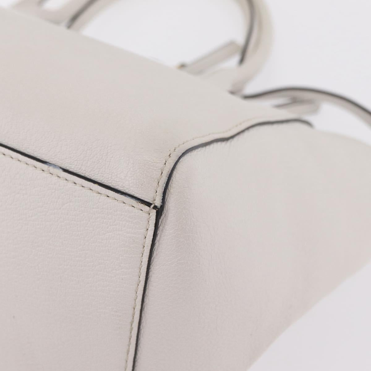 Miu Miu Tote Bag Leather 2way White Gold Auth BA16413A