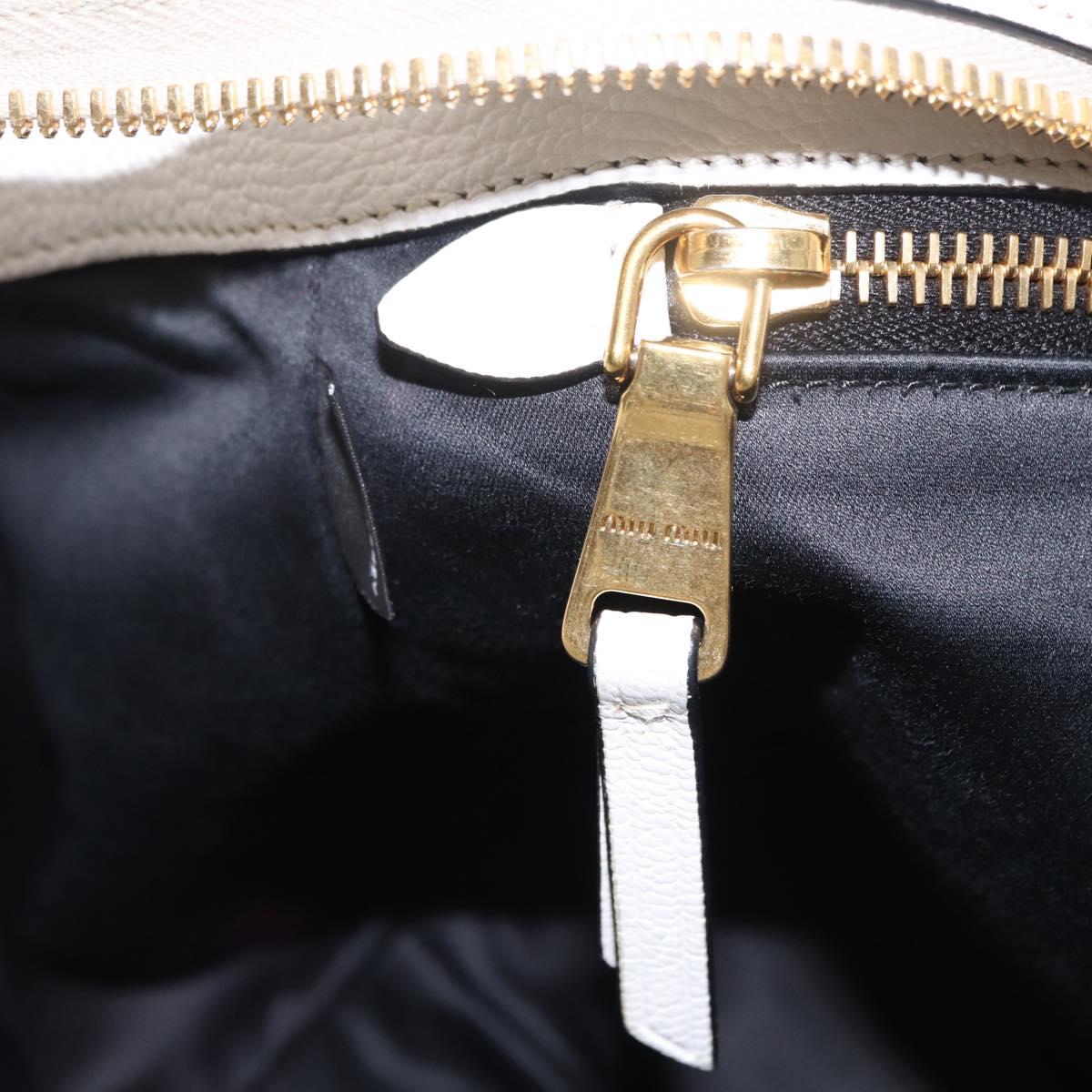 Miu Miu Tote Bag Leather 2way White Gold Auth BA16413A