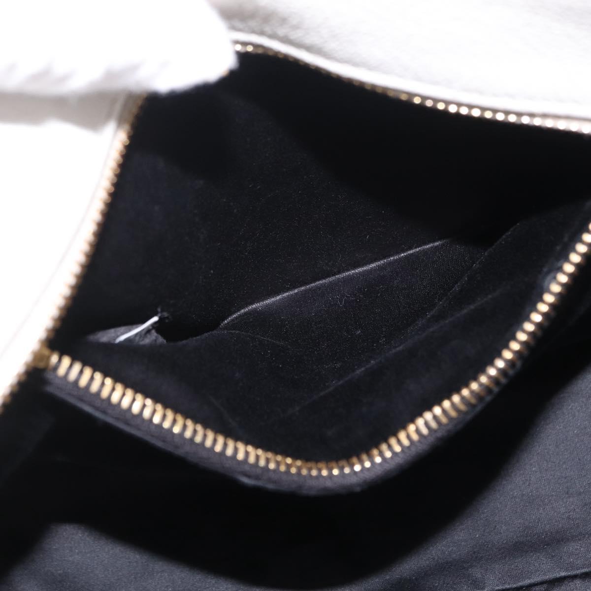 Miu Miu Tote Bag Leather 2way White Gold Auth BA16413A