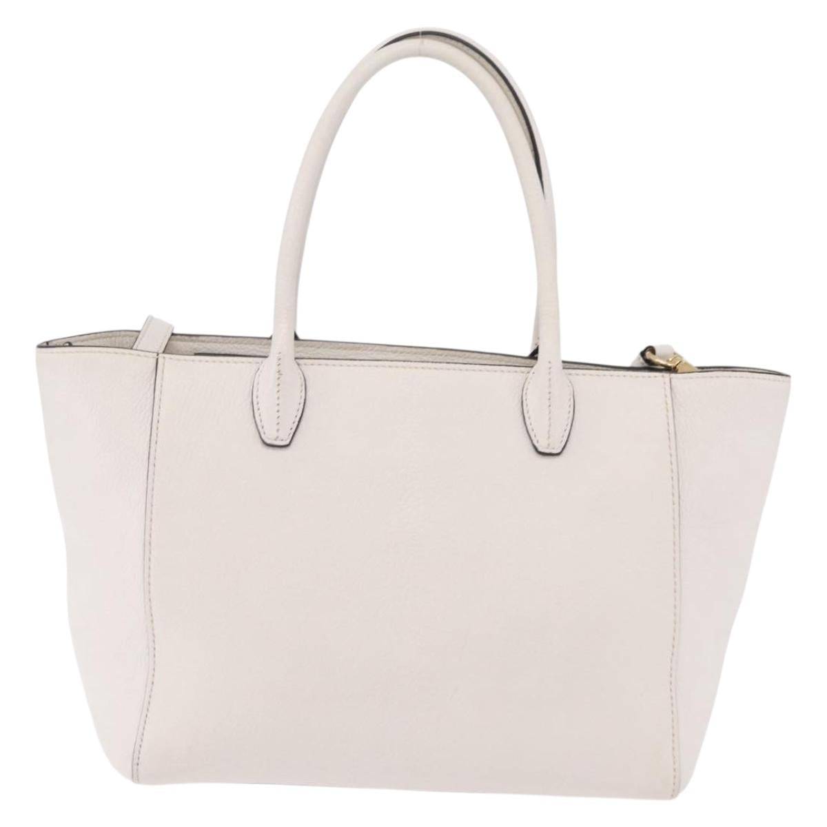 Miu Miu Tote Bag Leather 2way White Gold Auth BA16413A