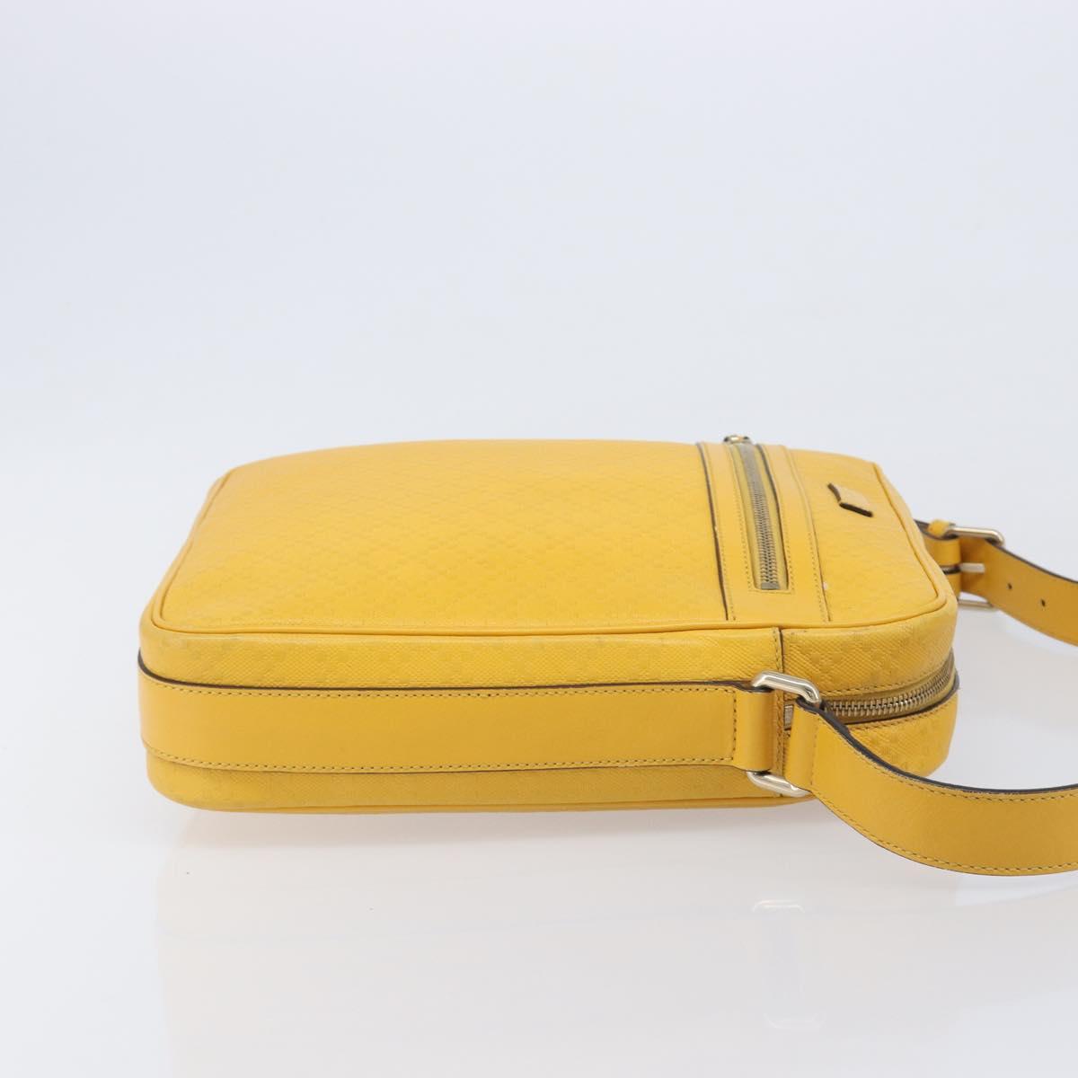 GUCCI Diamante Shoulder Bag Leather Yellow Gold 201448 Auth BA16419A