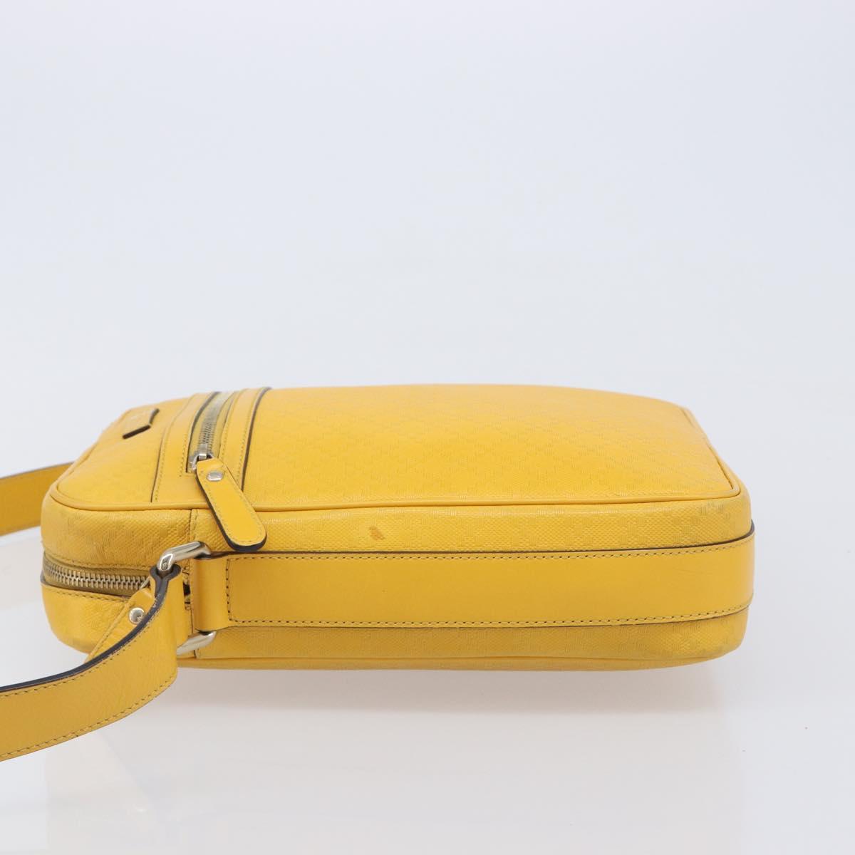 GUCCI Diamante Shoulder Bag Leather Yellow Gold 201448 Auth BA16419A