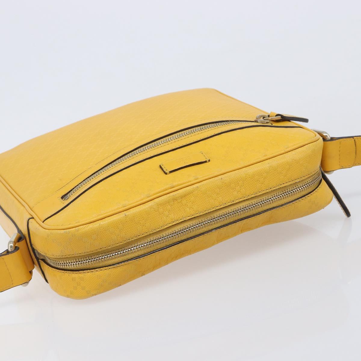 GUCCI Diamante Shoulder Bag Leather Yellow Gold 201448 Auth BA16419A