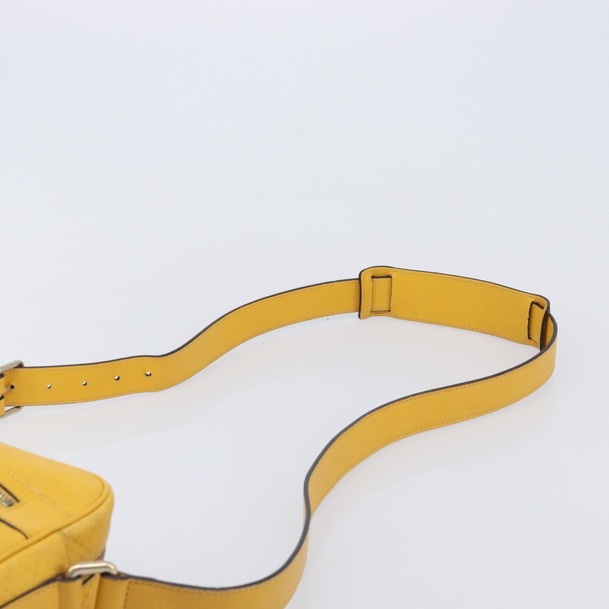 GUCCI Diamante Shoulder Bag Leather Yellow Gold 201448 Auth BA16419A