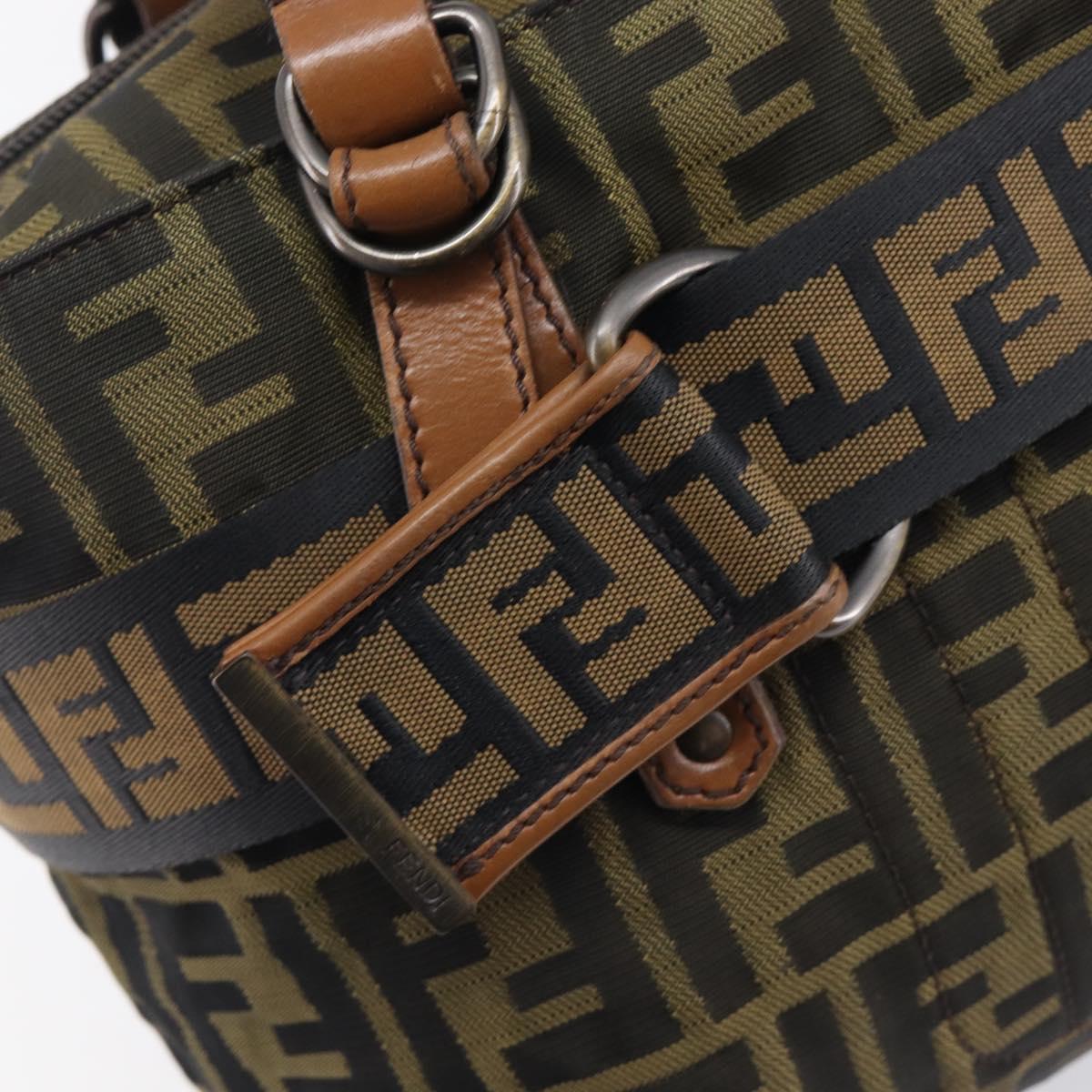 FENDI Zucca Canvas Hand Bag Black Brown 8BH143 Auth BA16429