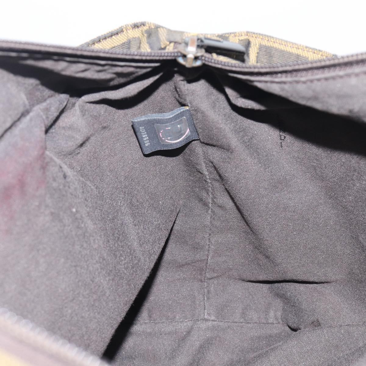 FENDI Zucca Canvas Hand Bag Black Brown 8BH143 Auth BA16429