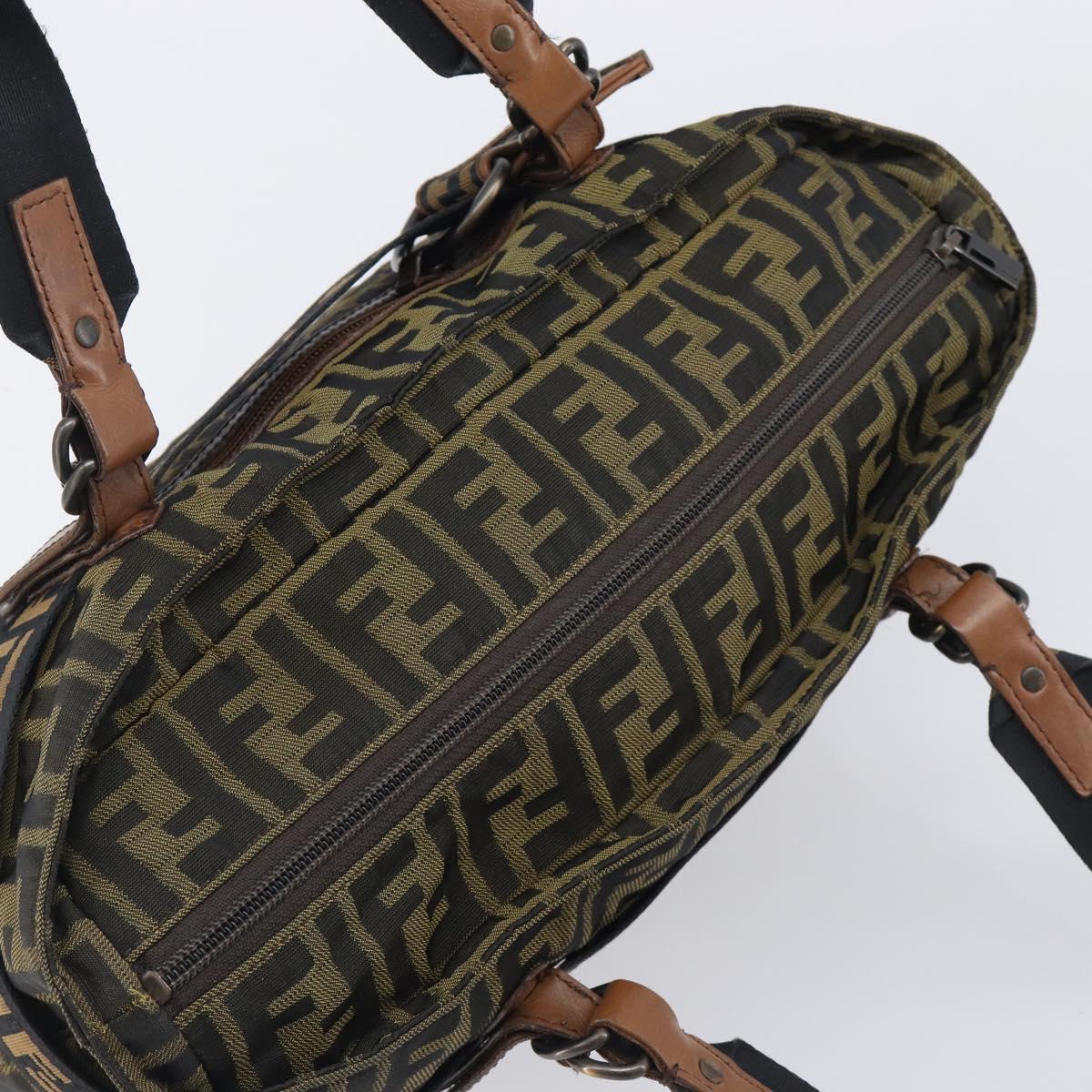 FENDI Zucca Canvas Hand Bag Black Brown 8BH143 Auth BA16429