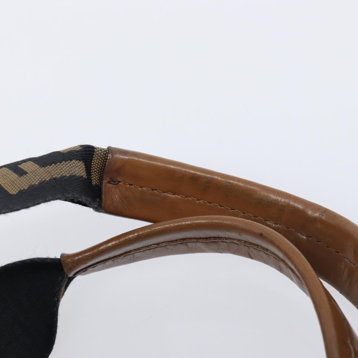 FENDI Zucca Canvas Hand Bag Black Brown 8BH143 Auth BA16429