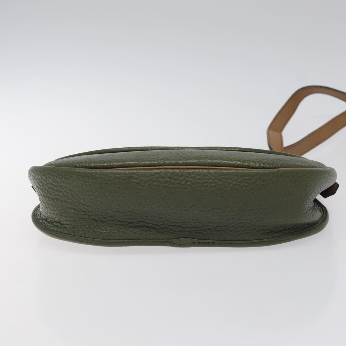 Christian Dior Shoulder Bag Leather Green Gold Auth BA1643