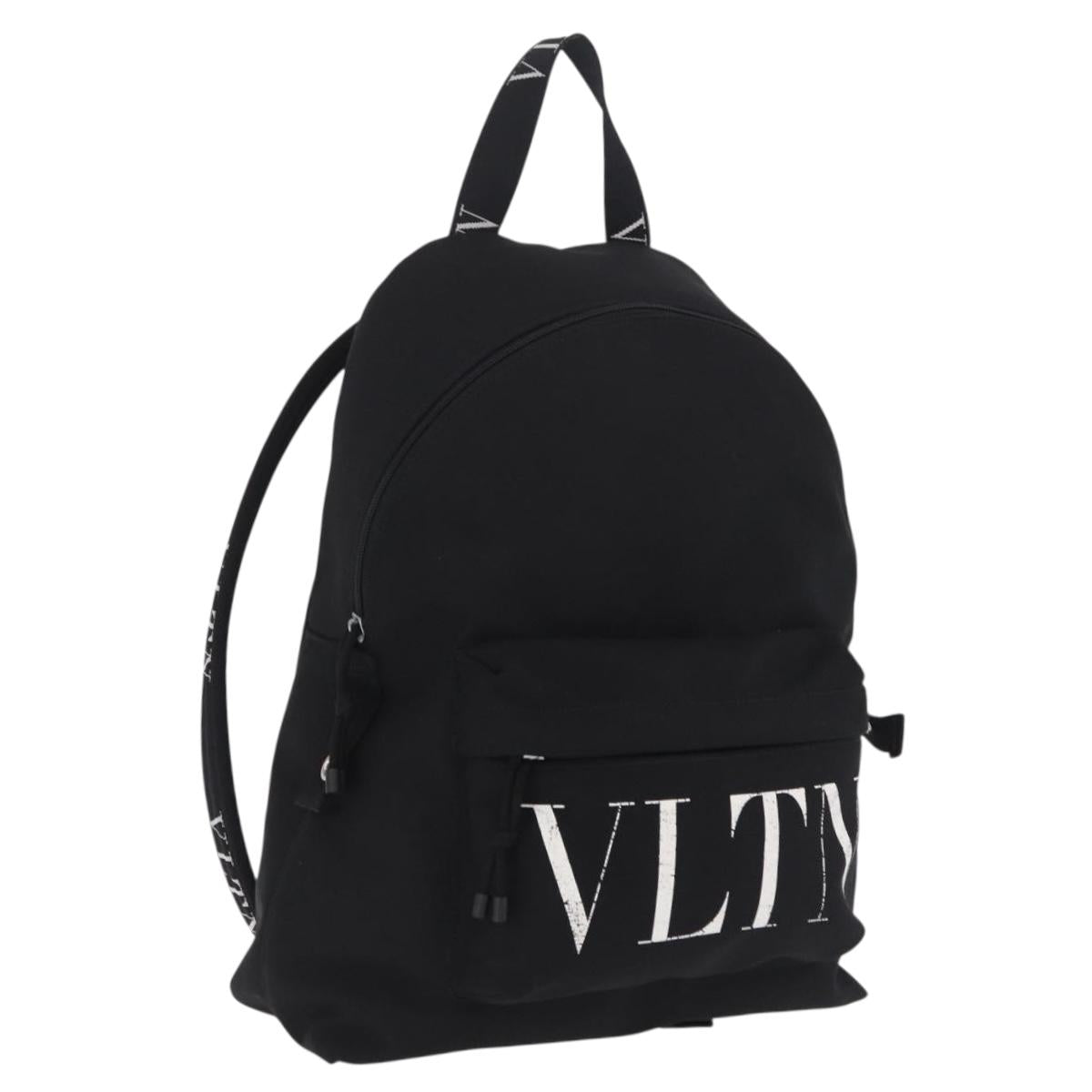Valentino Backpack Canvas Black Silver Auth BA16435A