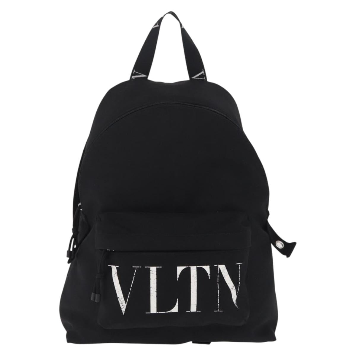 Valentino Backpack Canvas Black Silver Auth BA16435A