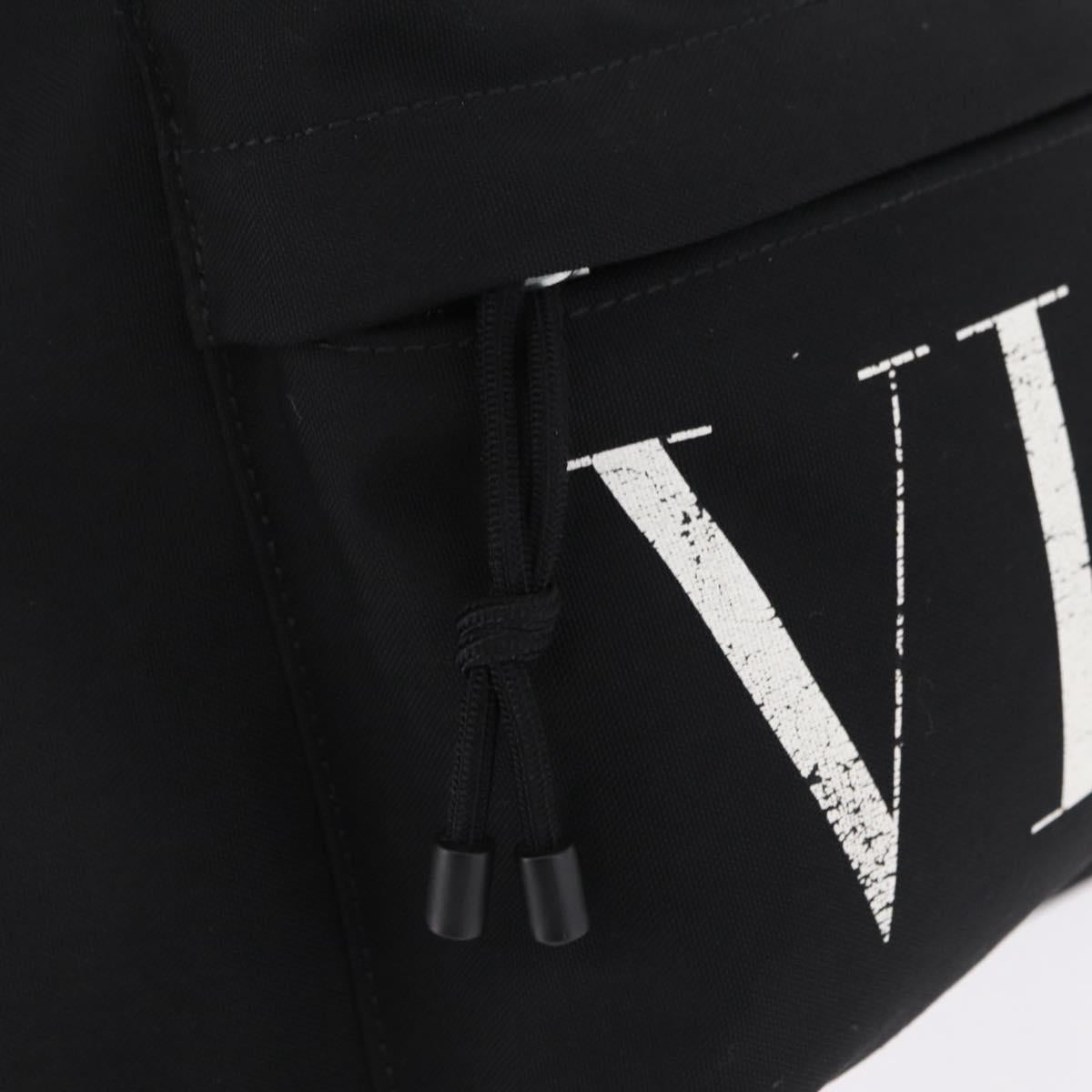 Valentino Backpack Canvas Black Silver Auth BA16435A