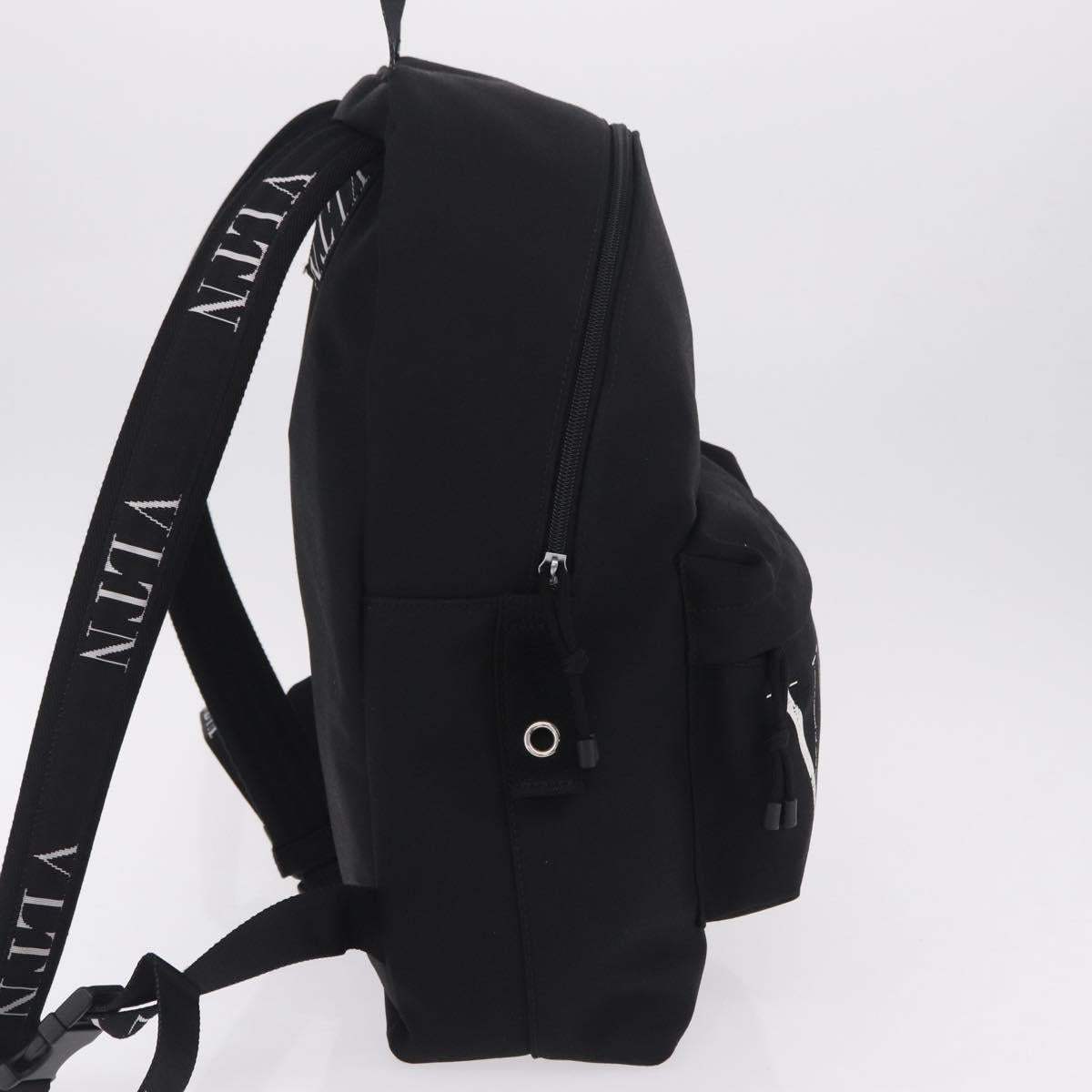Valentino Backpack Canvas Black Silver Auth BA16435A